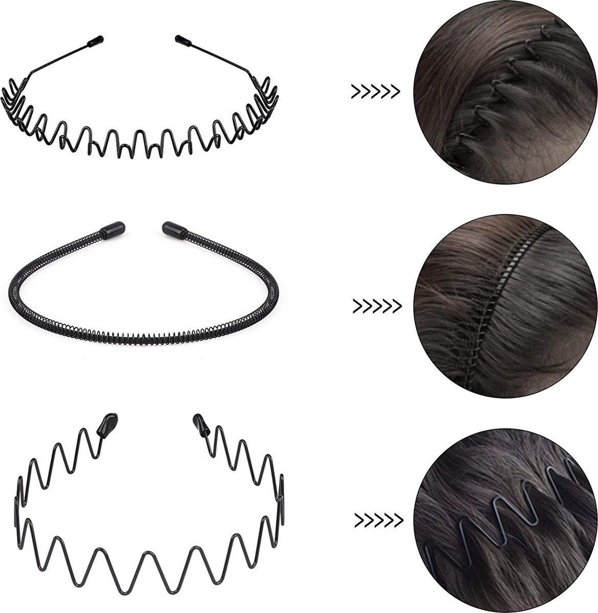 Stirnband, Metall Stirnband, Stück Herren, Metall Schwarz BOTC Frühling Damen Welle Haarband Welle Haarband Haarbänder Haarband, 6