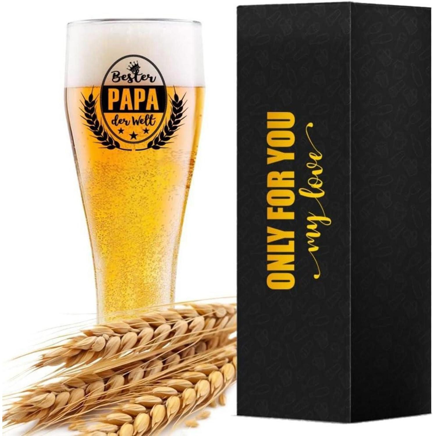 LOZACHE Bierglas Weizenbierglas 0,5l Spruch Geschenk Papa Vatertag Für Papa