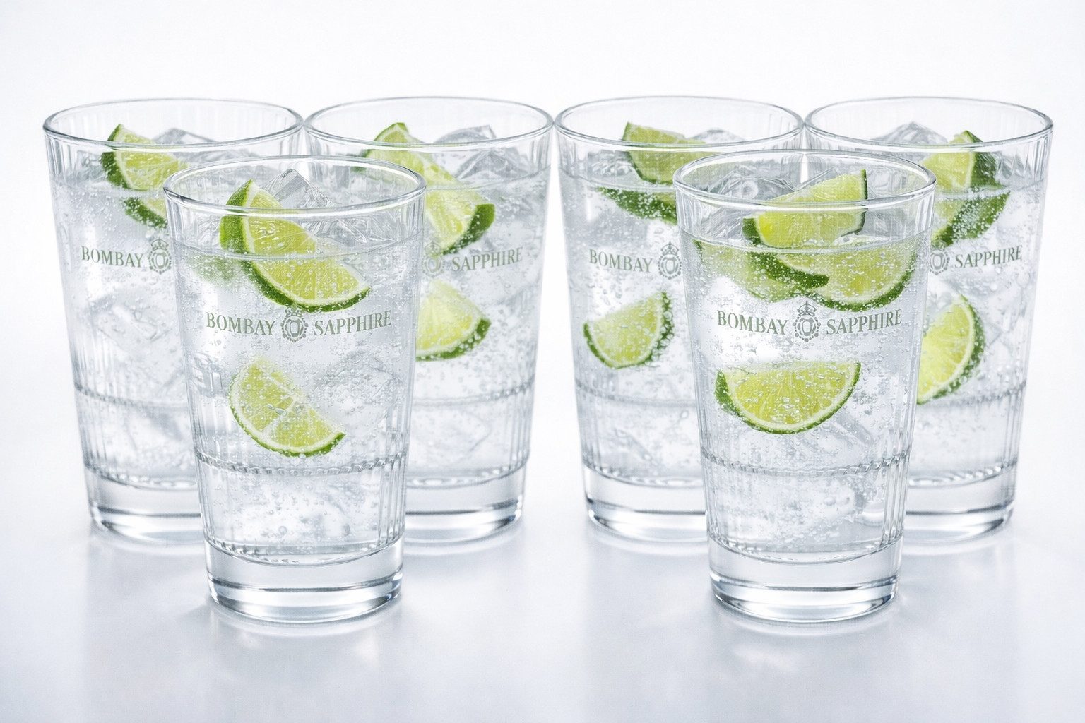 Bombay Sapphire Longdrinkglas Bombay Sapphire Gin Longdrinkgläser 6er Set l Blaue Gläser mit Relief, 6-tlg.