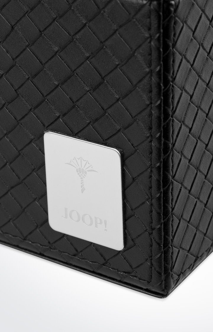 Papierkorb Papierkorb in JOOP! Leder-Optik, Design Bathline Metallbadge Logoplakette Joop! schwarz JOOP! mit elegantes