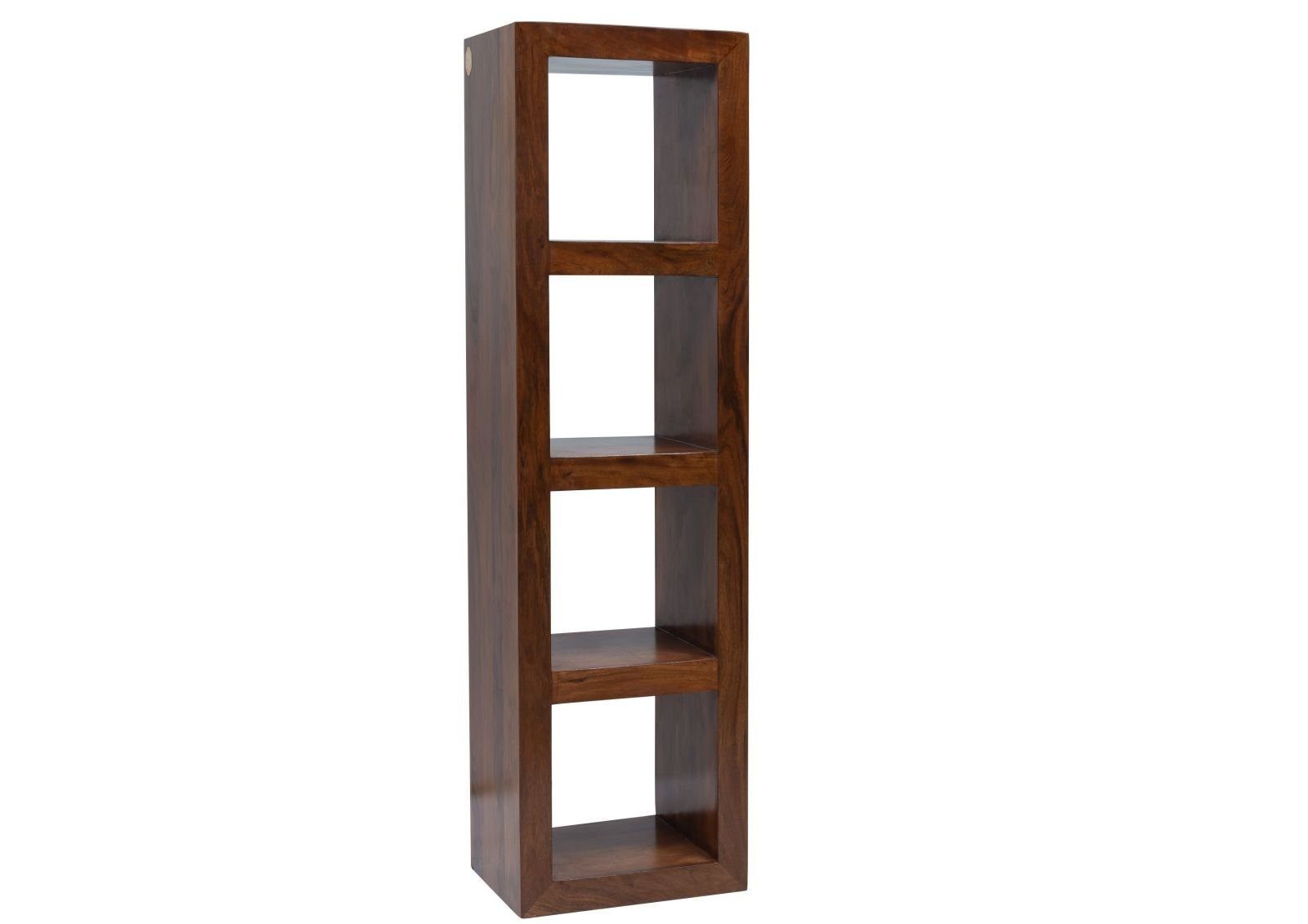 Massivmoebel24 Bücherregal OXFORD, Regal CUBUS Akazie 48x35x174x nougat lackiert OXFORD #335