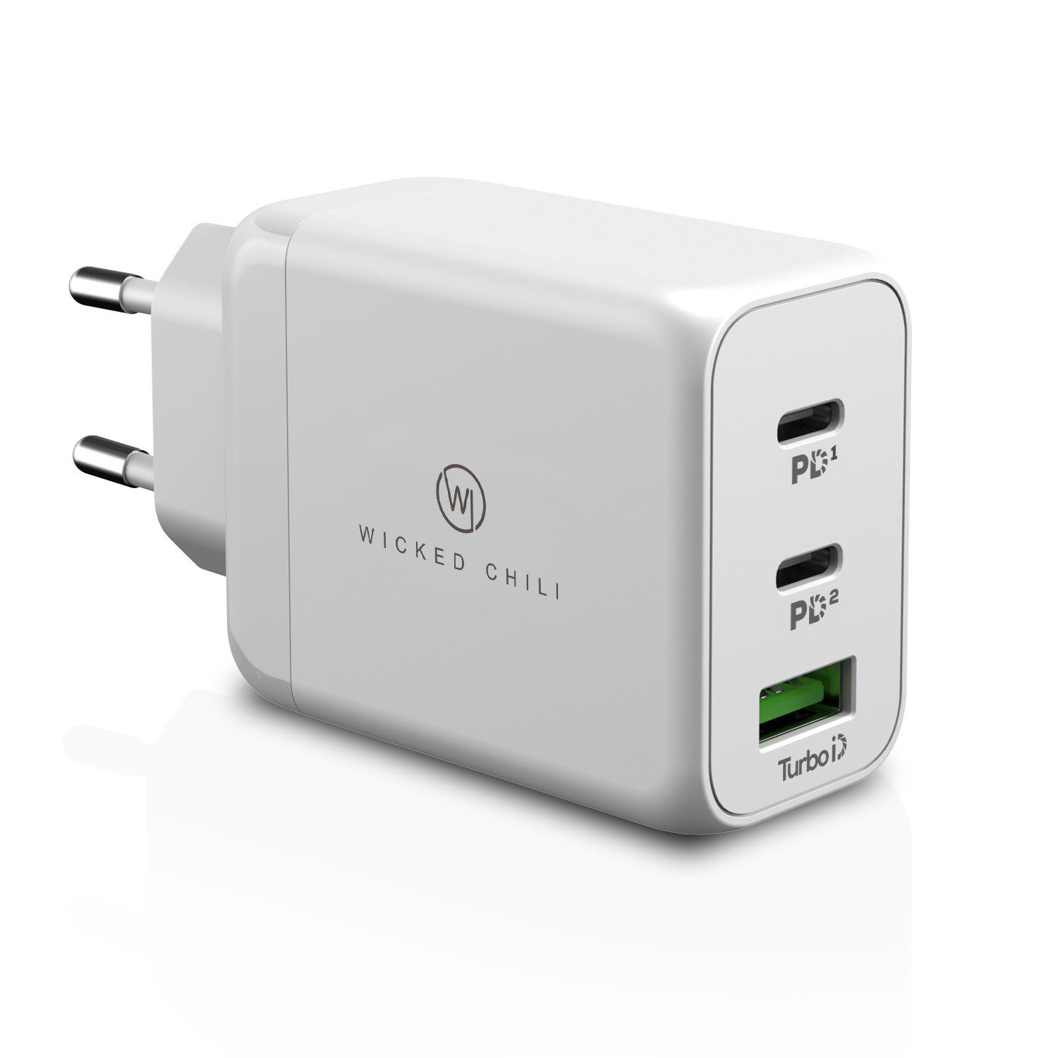 Wicked Chili 65W GaN USB-C Ladegerät, 3in1 Netzteil für Surface Steckernetzteil (mit USB-A/Dual USB-C Fast Charge - kompatibel mit Microsoft Surface La)