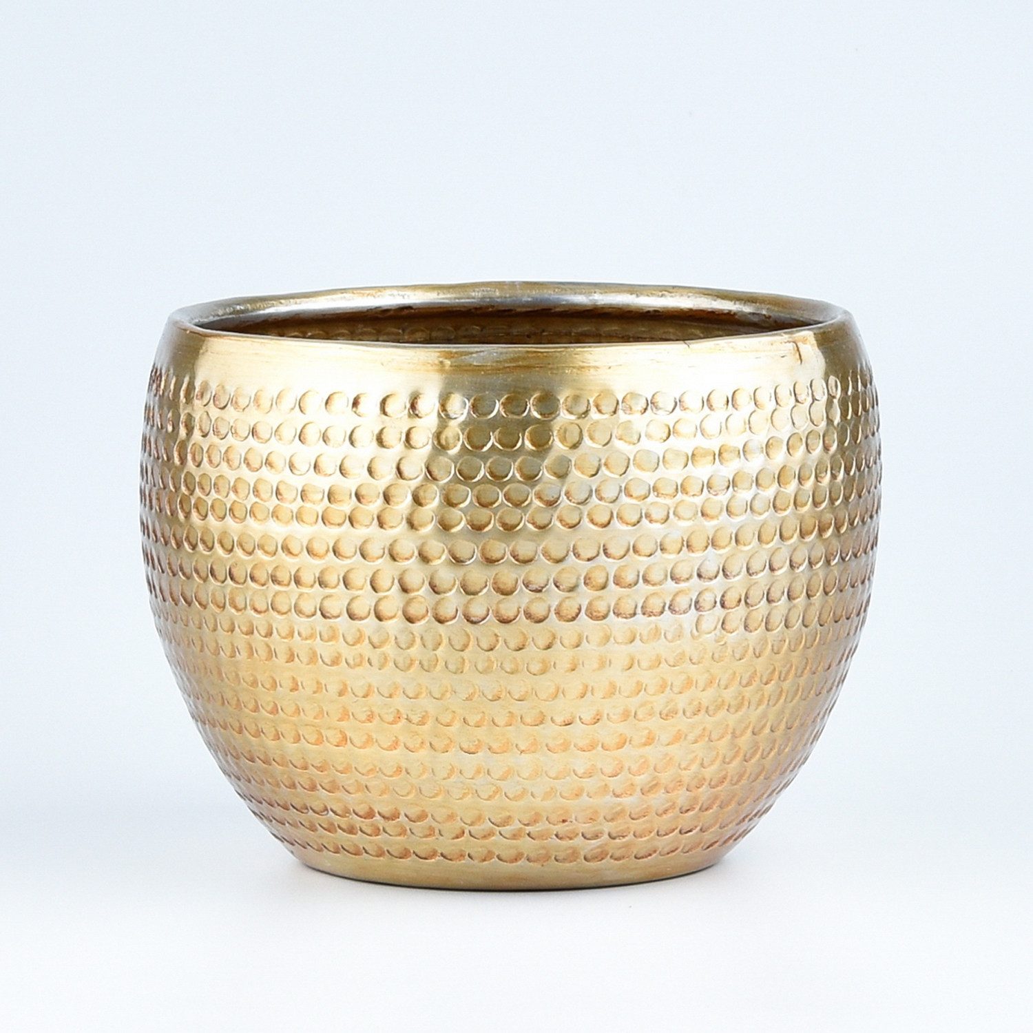 Marrakesch Orient & Mediterran Interior Übertopf Modernes Blumengefäß Elis handgefertigt aus Aluminium in Gold 15 cm (1 St), Handarbeit