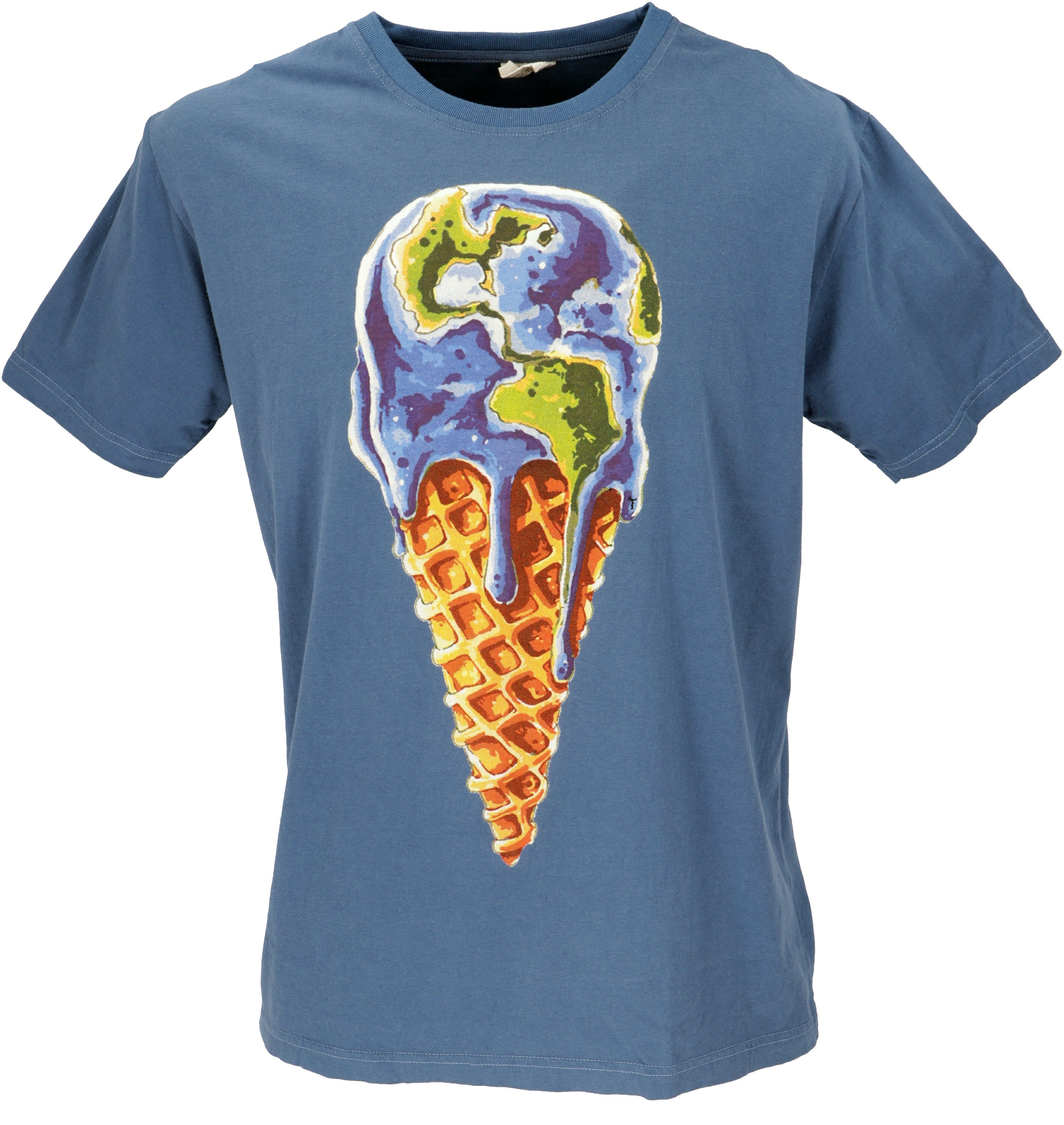 Guru-Shop T-Shirt Retro T-Shirt, earth T-Shirt Tree Ice/blau - save Retro