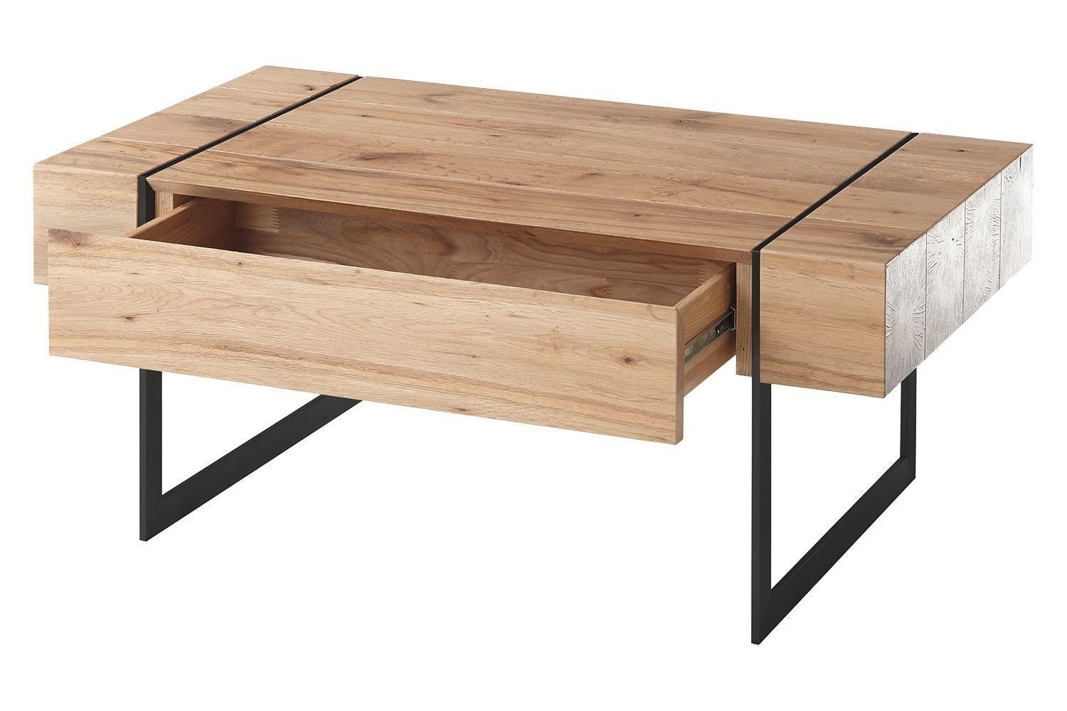 Couchtisch PAPHOS, Asteichenholz furniert, Metallgestell, 1 Schublade, geölte Oberflächenbehandlung, B 110 x H 45 x T 60 cm