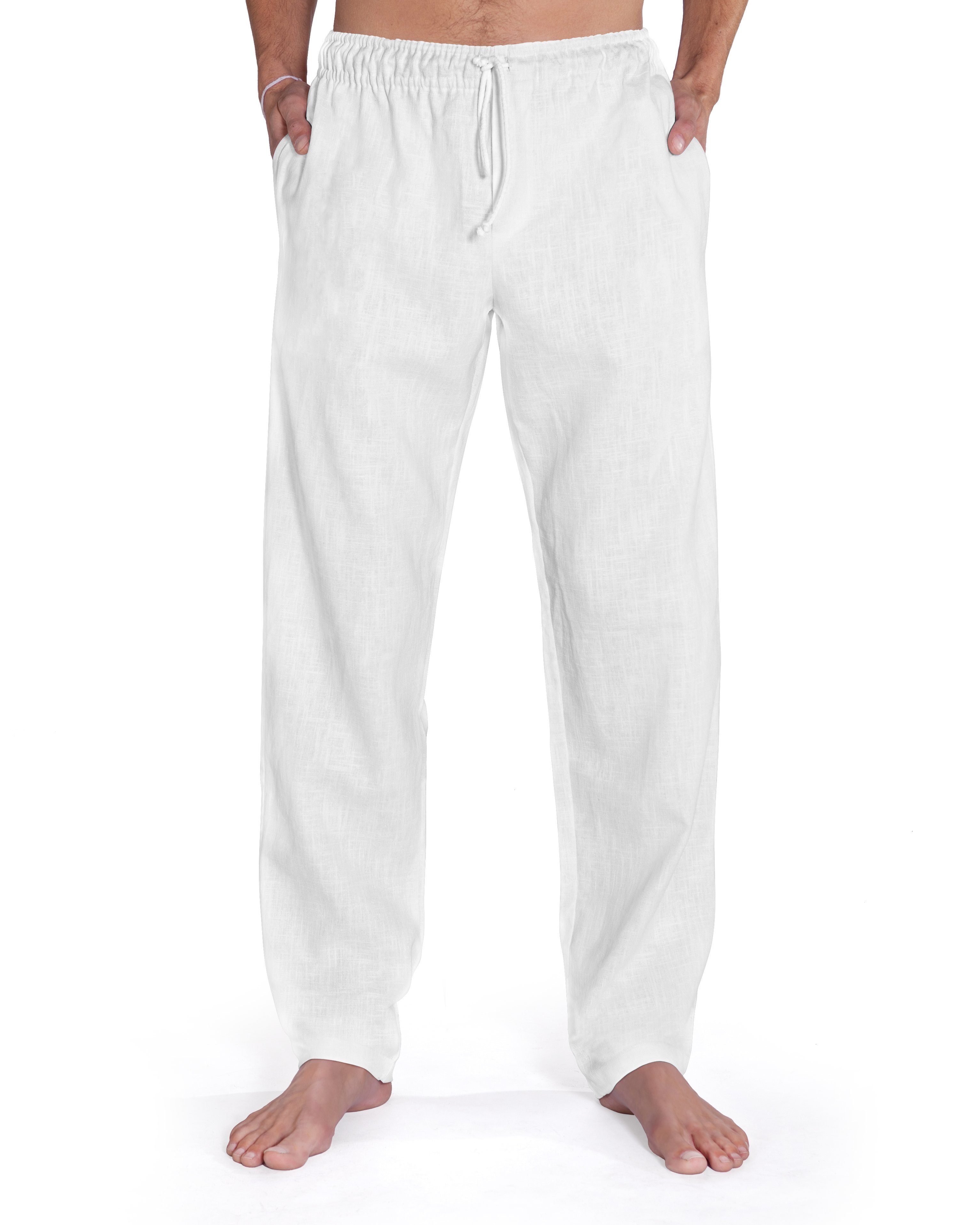 SCHAZAD Leinenhose Chino weiss