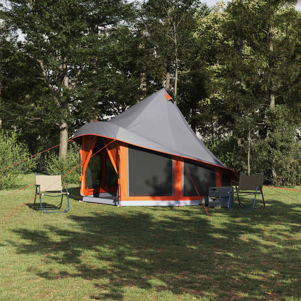 furnicato Faltzelt Familien-Tipi-Zelt 404x370x270 cm in Grau und Orange, (1 tlg)