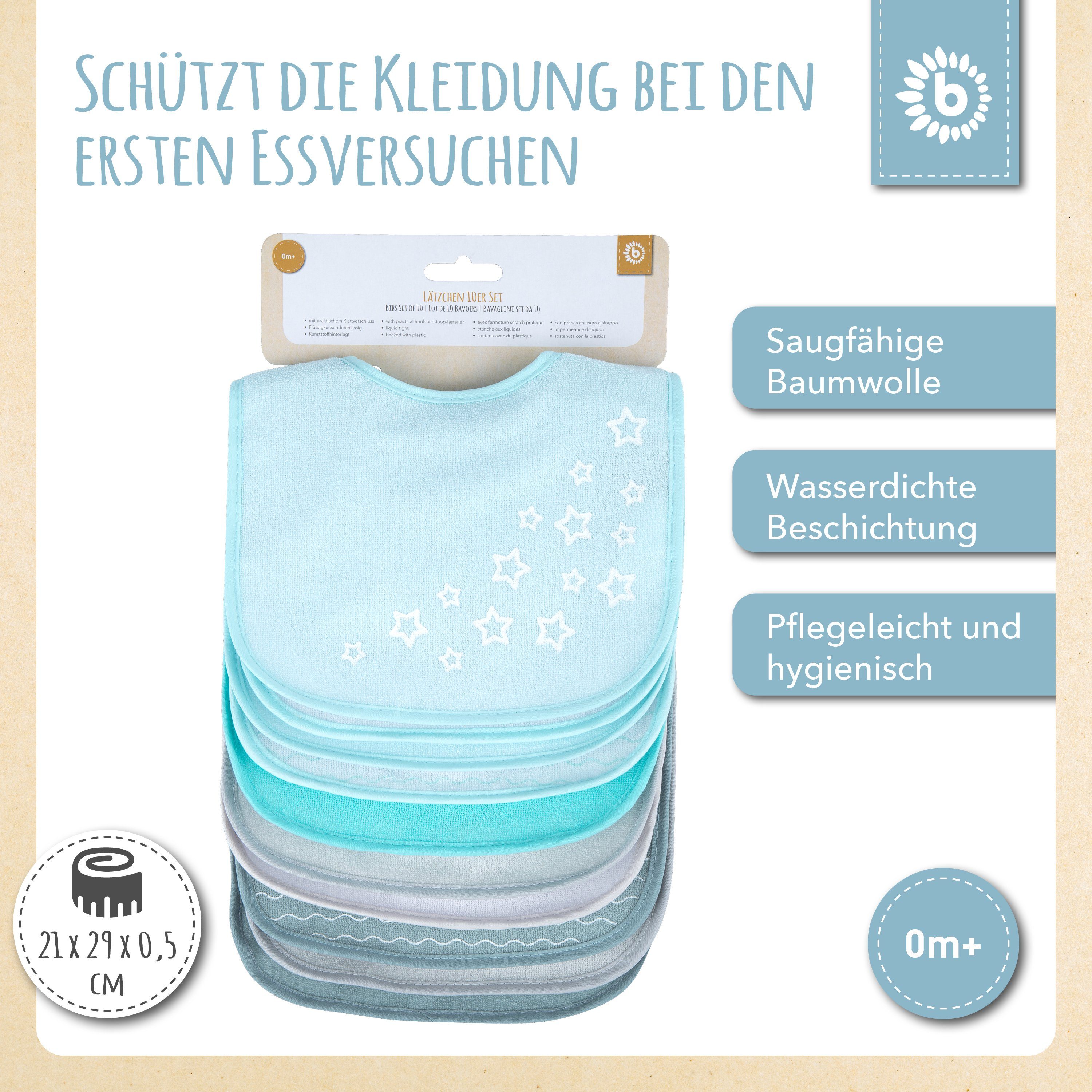 BIECO Lätzchen Bieco Baby Lätzchen 10er Pack Baby Lätzchen Wasserdicht Schlabberlatz