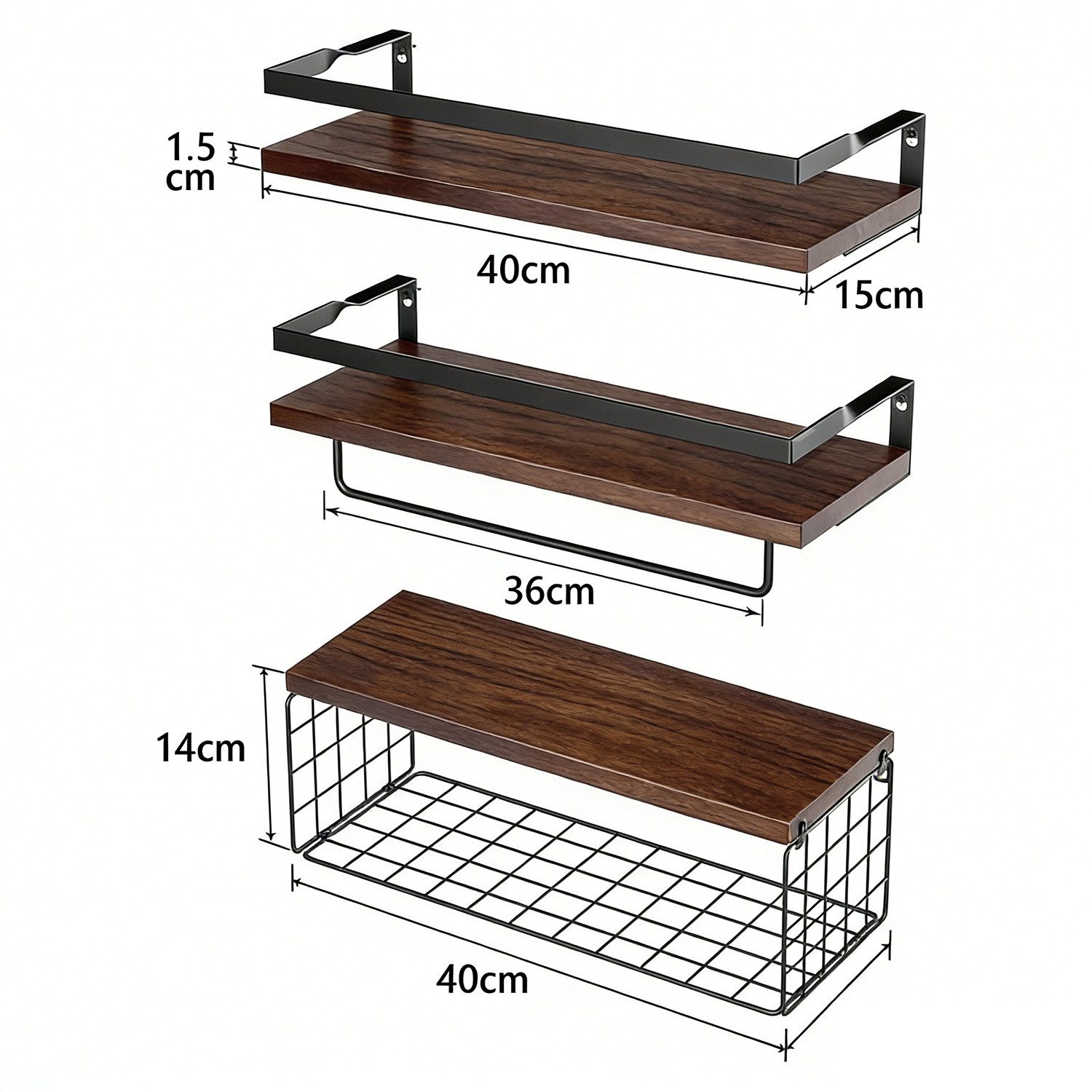 SURFOU Wandregal Regal wand 3+1 Stück Hängeregal Schweberegal Küche Holzregal, für Wohnzimmer, Küche, Arbeitszimmer, Badezimmer, Regalbrett 2 Montagemöglichkeiten, Regal zur Präsentation