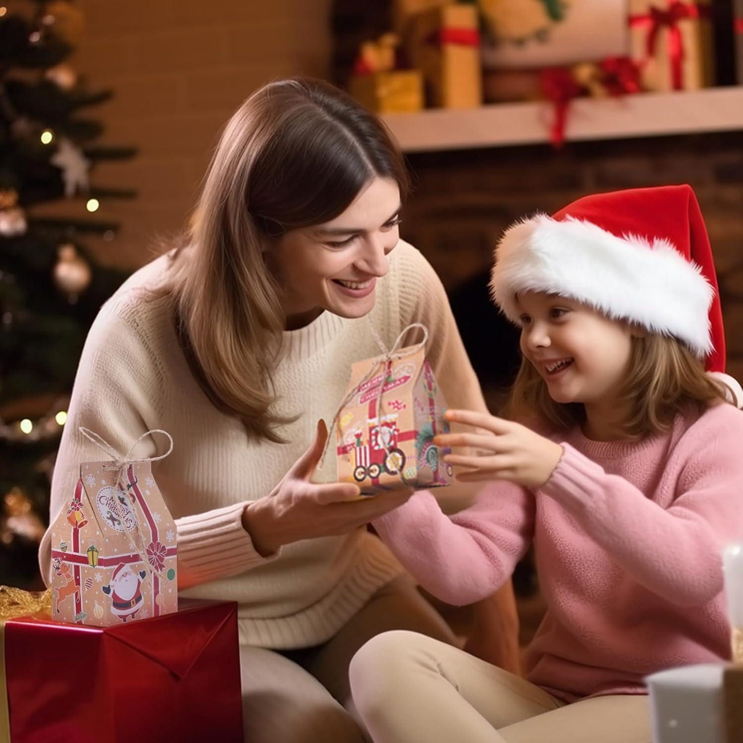 LuxusKollektion DIY-Adventskalender Geschenkboxen Weihnachten Party Kraftpapier Mitbringsel 50 Farbe C 50