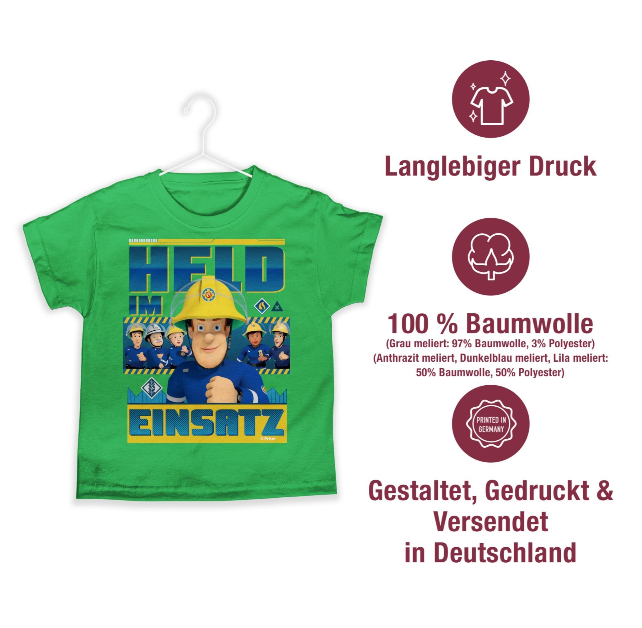 Sam 2 Held T-Shirt Shirtracer Grün Feuerwehrmann Jungen im Einsatz