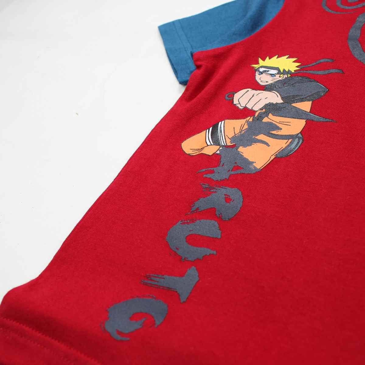 104 T-Shirt Naruto Gr. Jungen Kinder Kurzarm Rot Naruto bis Shirt Shippuden Print-Shirt Anime 140