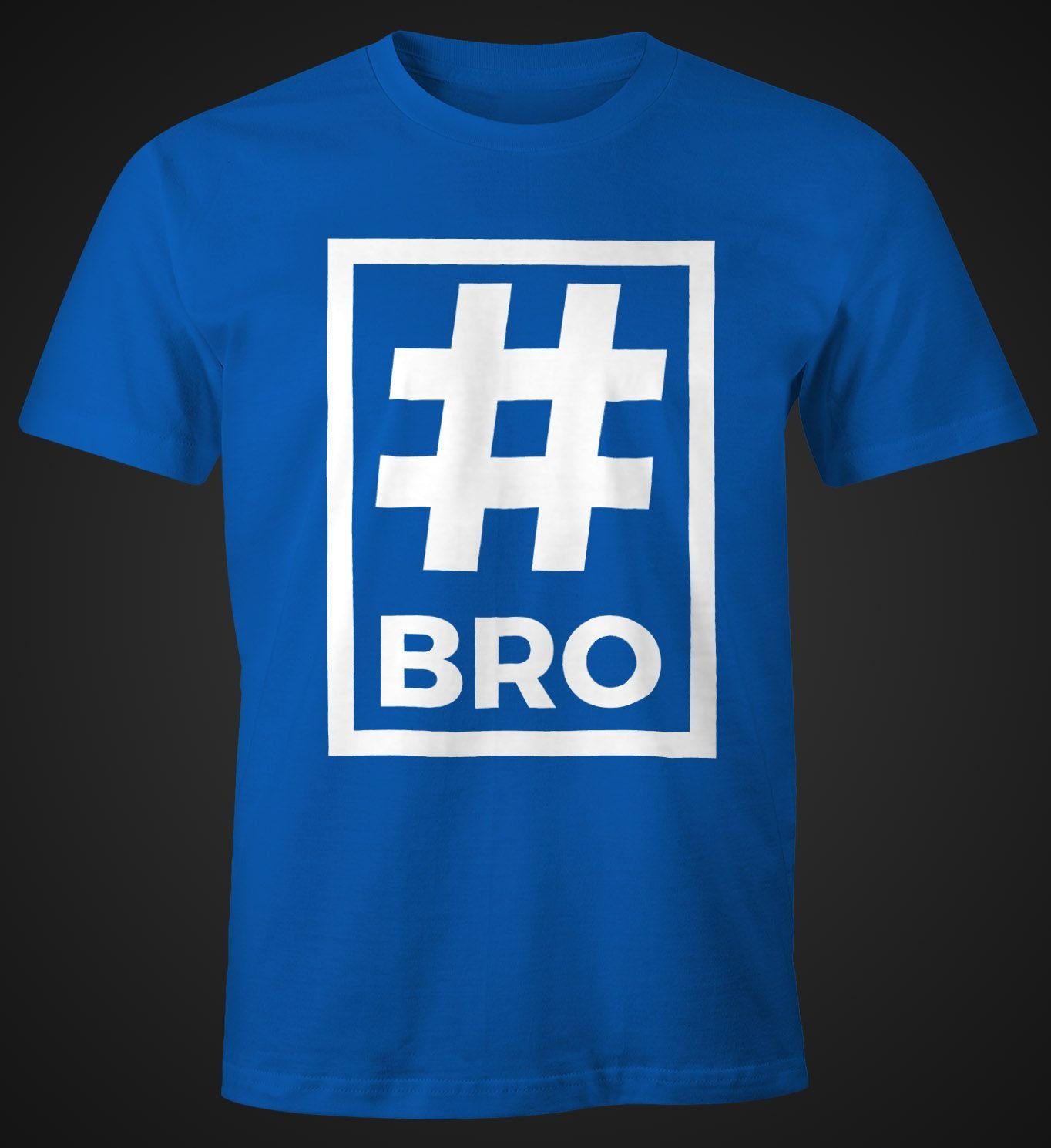 MoonWorks Print-Shirt Hashtag Brother Bro Print blau Herren T-Shirt Moonworks® mit