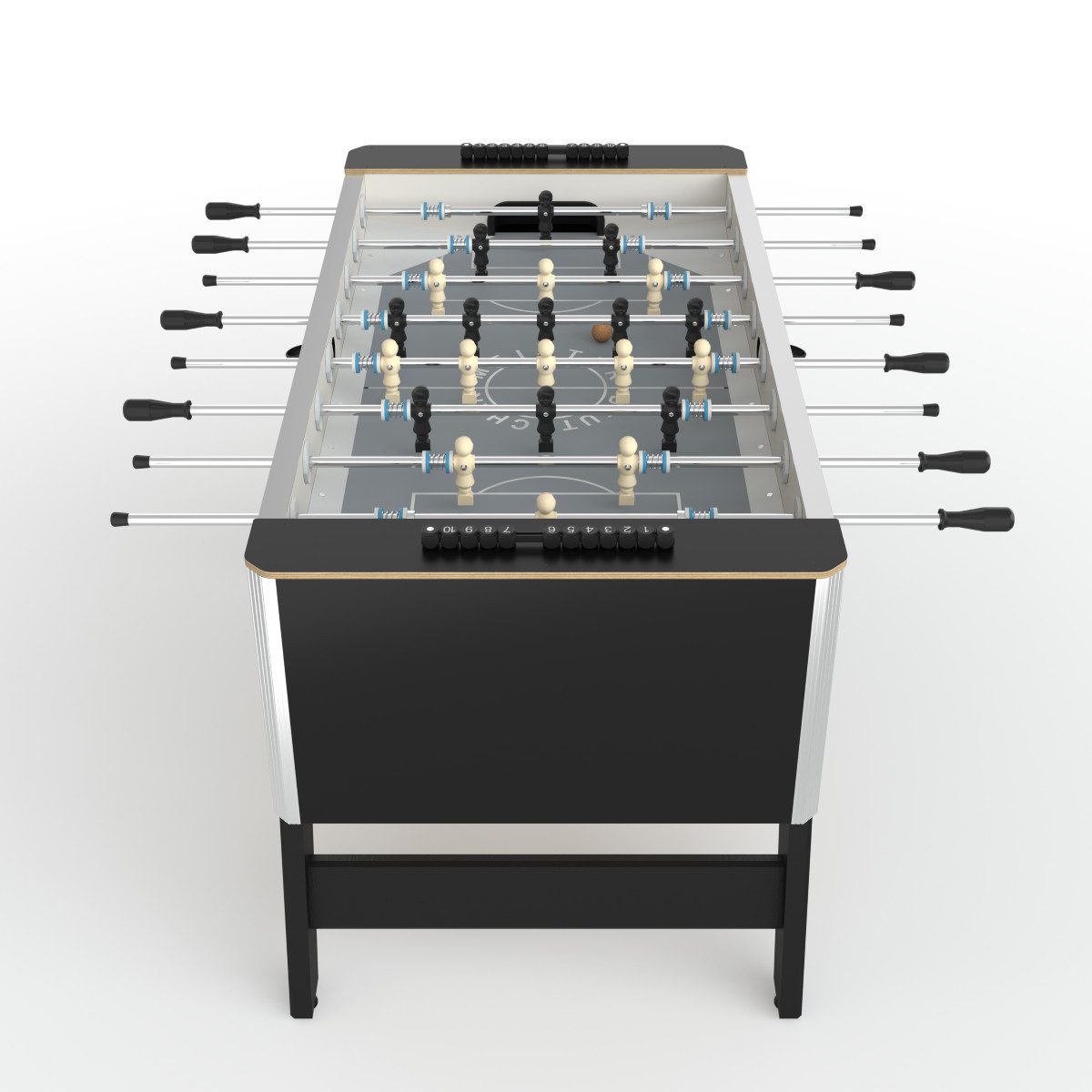 Deutscher Meister Kickertisch Tischfußball Kickertisch "LUXLINE", 360°-rotierende Torhüter, Ballentnahme von beiden Tischseiten