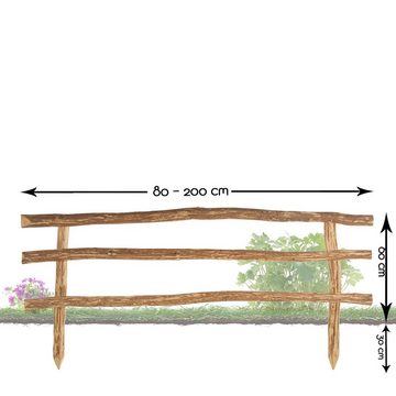BooGardi Staketenzaun Lattenzaun Holz Bausatz, (Höhe 60cm x Breite 80cm), Gartenzaun Set komplett Holzzaun Garten Zaunfelder