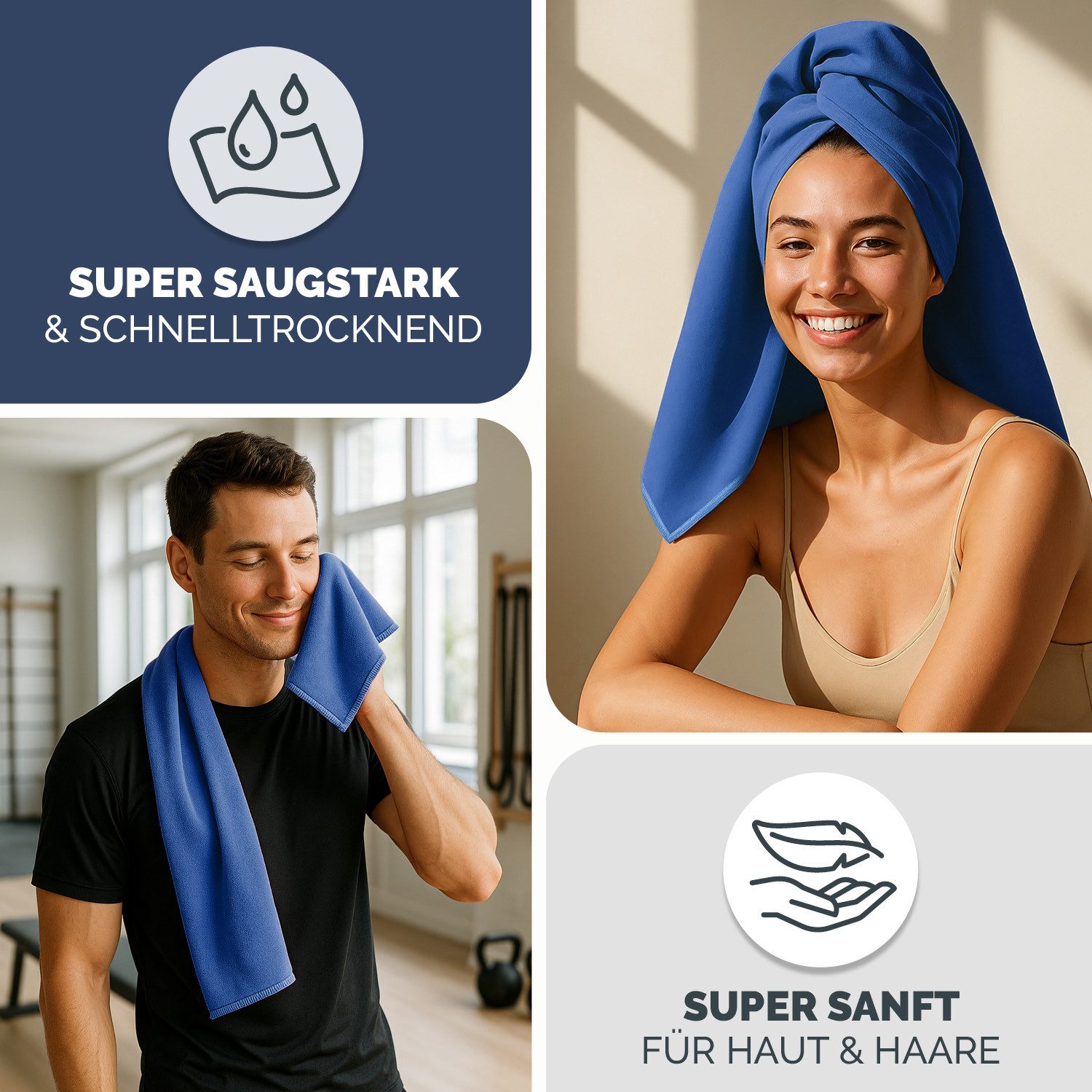 Blumtal Sporthandtuch Mikrofaser Handtuch - kompakte Mikrofaser Handtücher, Mikrofaser (inkl. Transporttasche, einzeln oder als Set verfügbar, 2-St), ultra leic – Bild 4 von 5