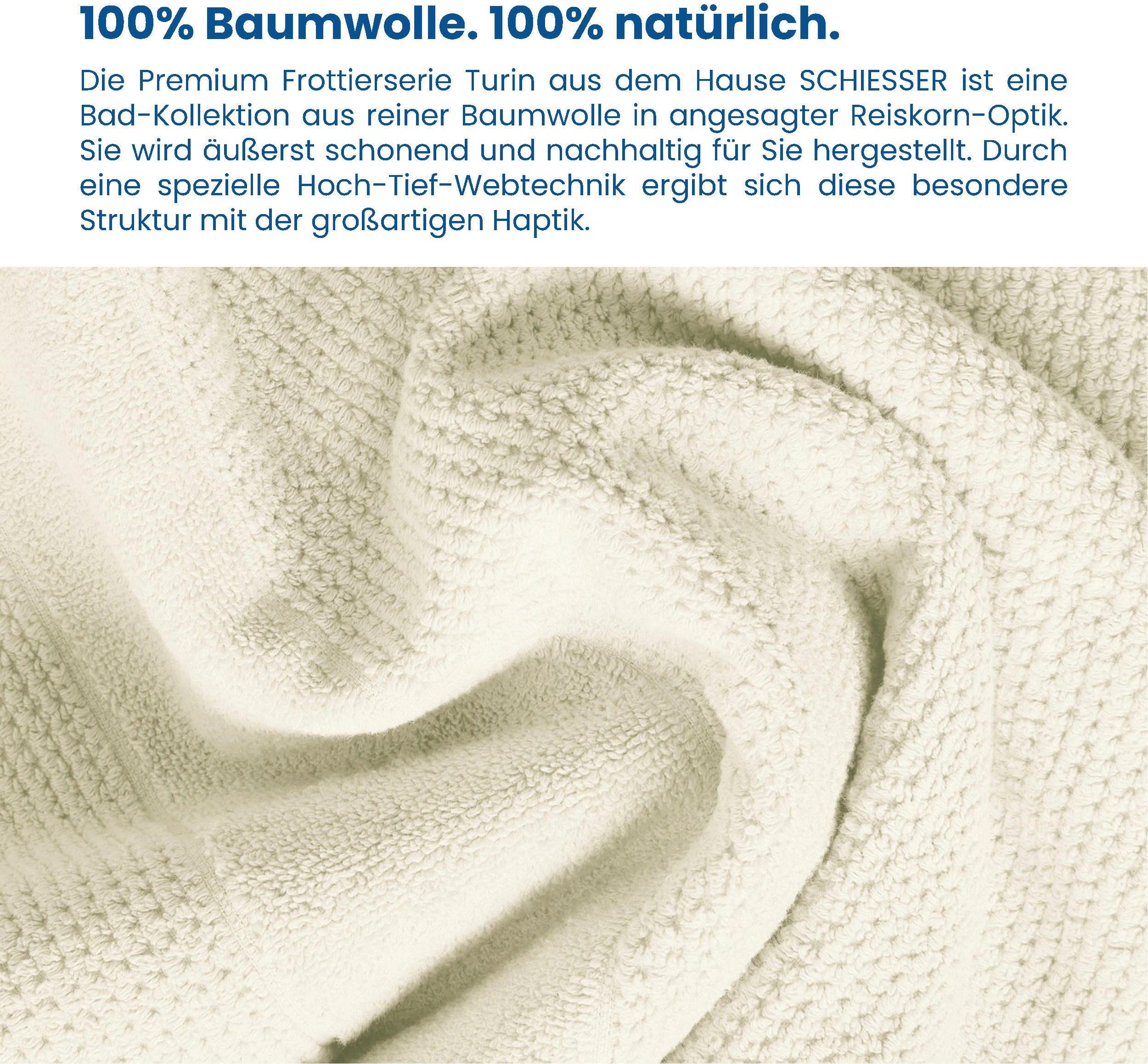 MADE IN OEKO-TEX®-zertifiziert (4-St), im Offwhite Reiskorn-Optik, 4er aus 100% by Turin Set Schiesser Handtücher Baumwolle, GREEN Frottier