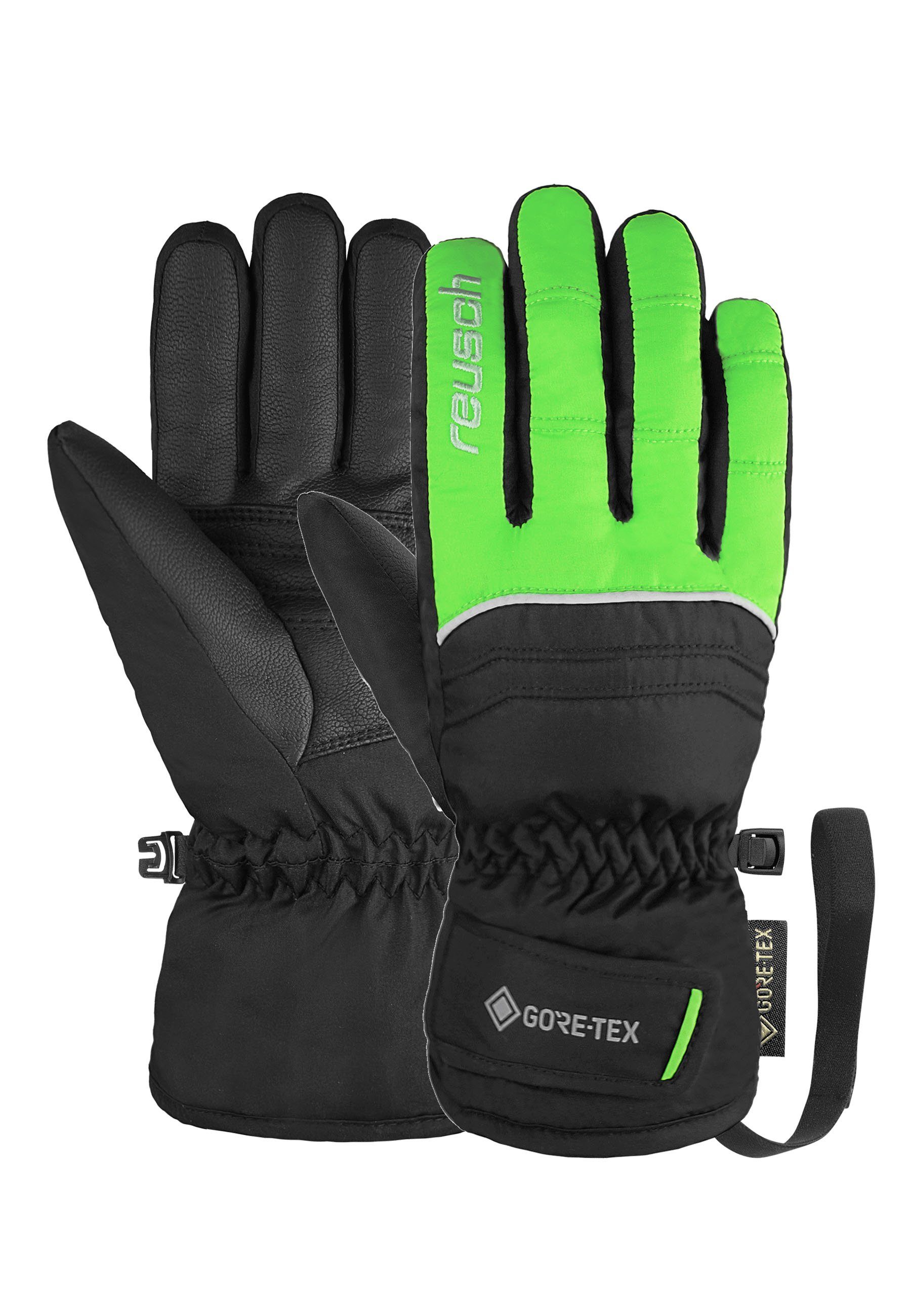 Reusch Skihandschuhe Teddy GORE-TEX mit grün-schwarz wasserdichter Funktionsmembran