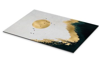 Posterlounge Alu-Dibond-Druck Mia Nissen, Mond in Gold, Illustration