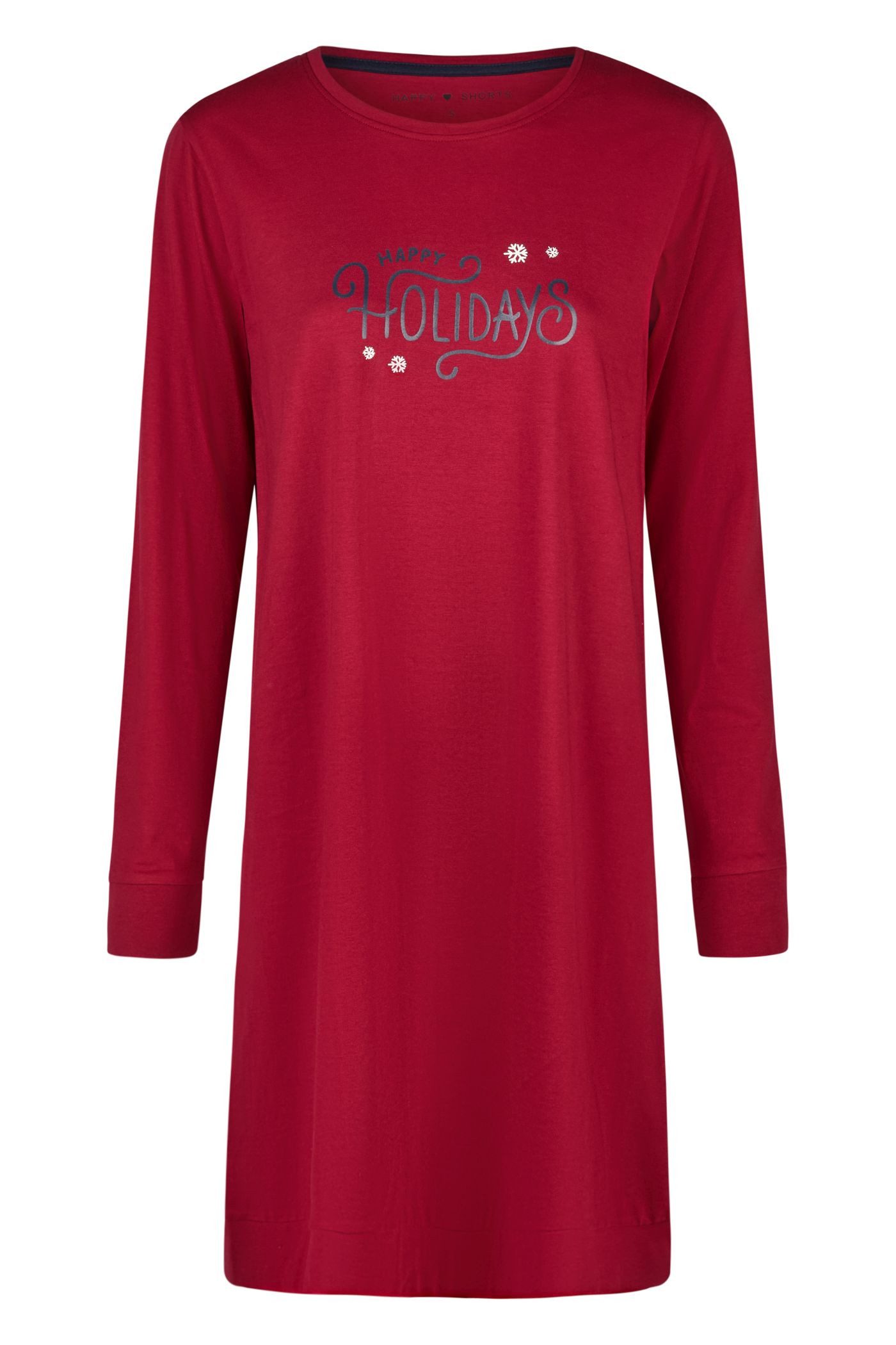 HAPPY SHORTS Schlafanzug Happy Shorts Sleepshirt Knielang Bequem und modisch Homewear XMAS Rot