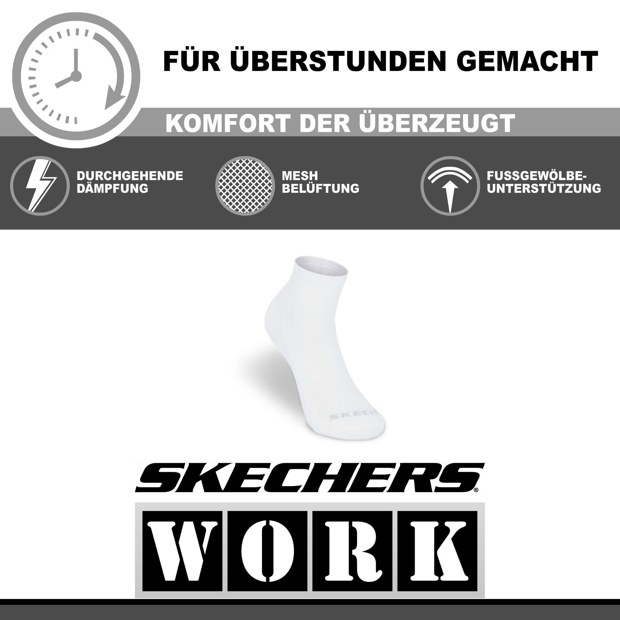 Skechers Socken für Damen und Herren Multi Pack - Mesh Belüftungstechnologie (5er, 10er, 15er und 20er Pack) Robustes Material und bequemer Tragekomfort - Gepolstertes Fußbett