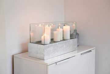 VIVANNO Windlicht Deko-Windlicht Kerzenhalter rechteckig CANDELITO Silber Hochglanz -