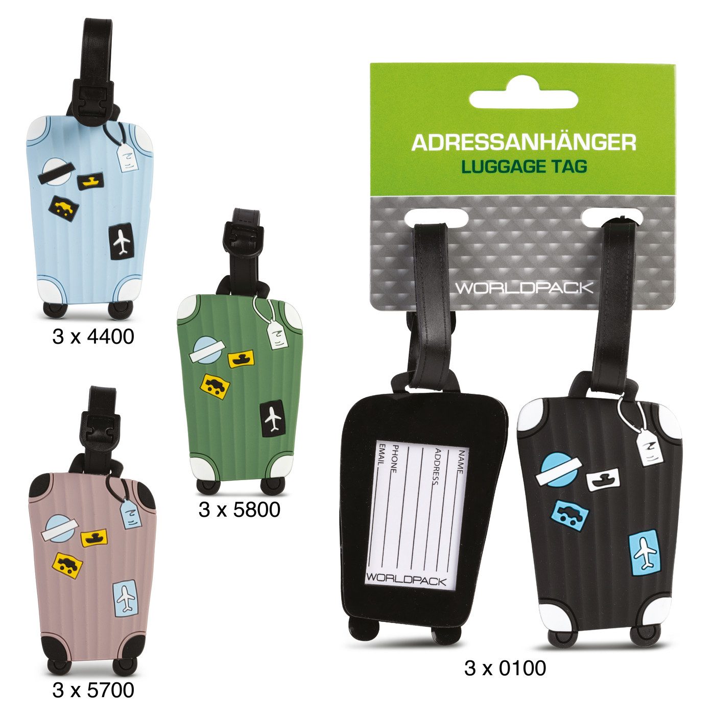 fabrizio® Gepäckanhänger 2 Adressanhänger / Kofferanhänger Trolley Koffer, türkis