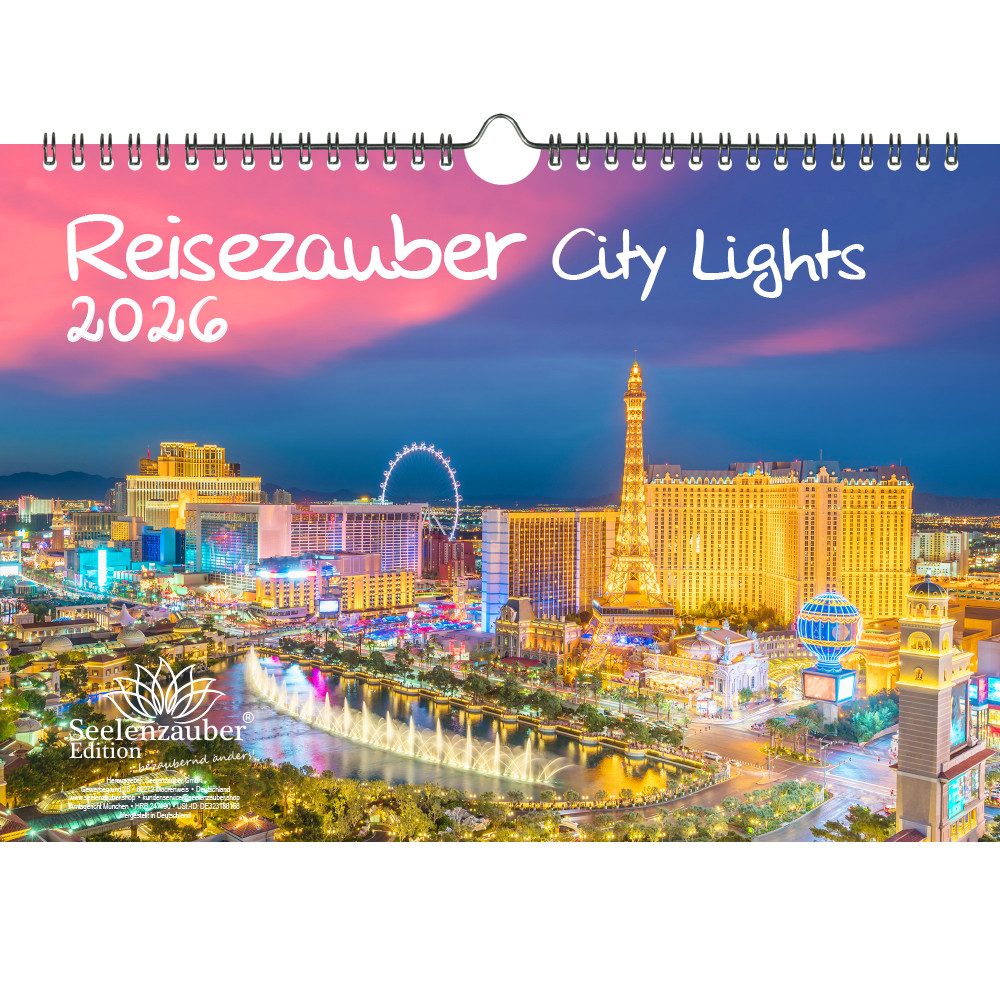 Seelenzauber Wandkalender Städtezauber City Lights DIN A4 Календарі für 2026 Nächtliche Städte