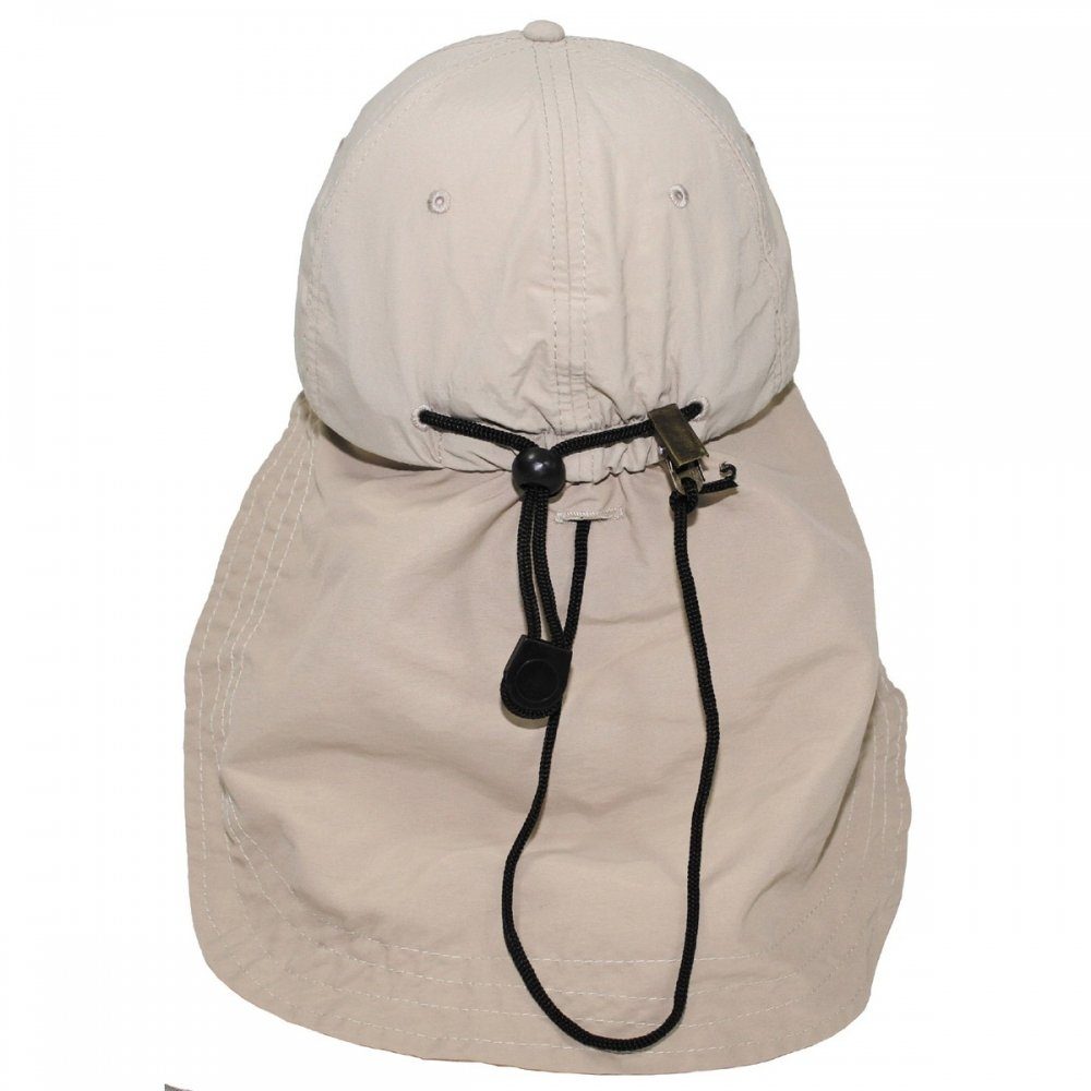 FoxOutdoor Snapback Cap khaki innen Reißverschluss-Tasche Nackenschutz, Cap