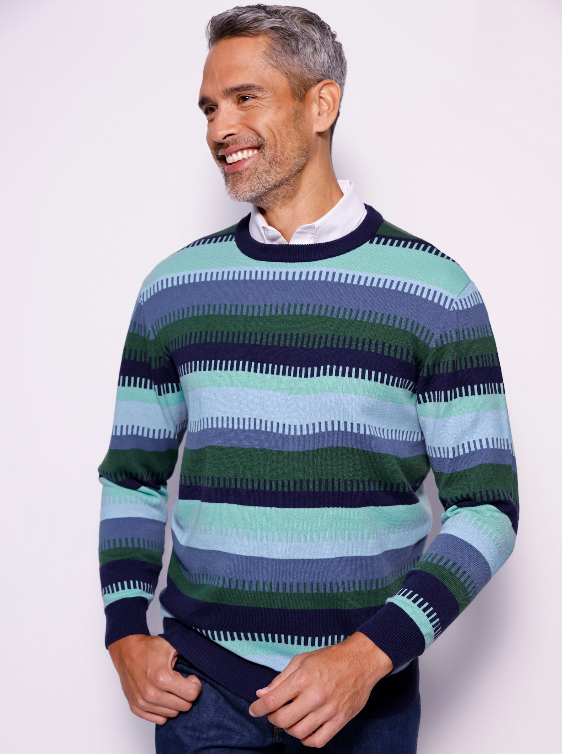 Sieh an! Strickpullover Rundhals-Pullover Langarm Jacquard