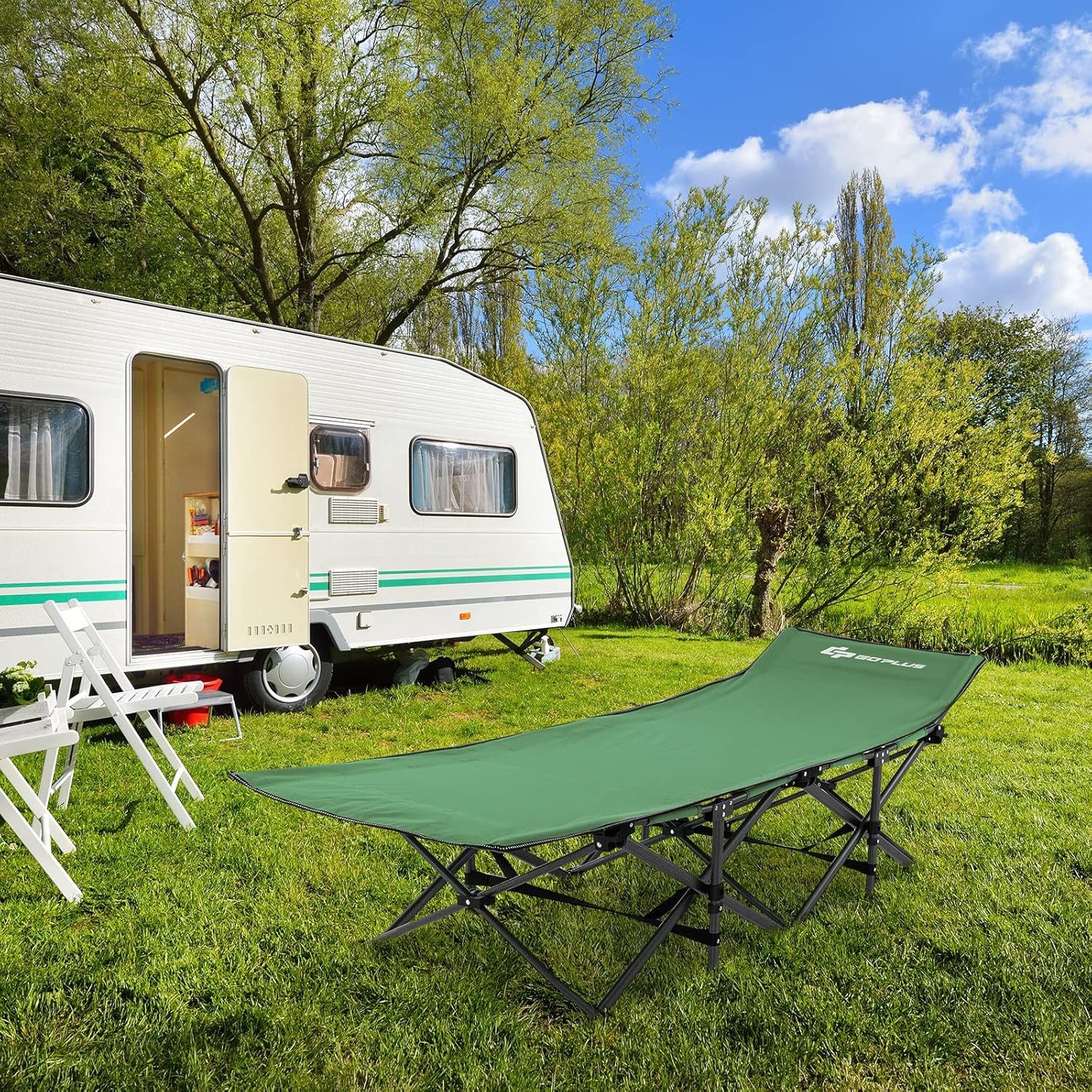 KOMFOTTEU Feldbett Campingbett klappbar mit Seitentasche günstig online kaufen