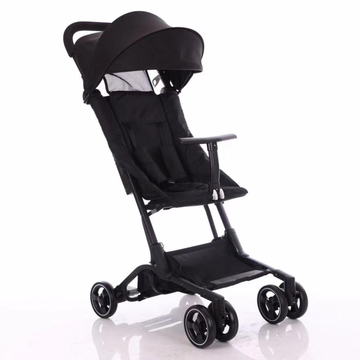 DOPWii Kinder-Buggy Kinderwagen mit Markise,Faltbar,Kann Sitzen oder Liegen,Stabil,Leicht Schwarz