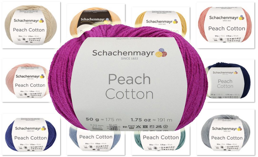 Schachenmayr Wolle Peach Cotton Baumwollgarn zum Stricken und Häkeln Häkelwolle, 175,00 m (50g Baumwollmischgarn, Strickwolle, Strickgarn, Handstrickgarn), mit Baumwolle, ohne Schurwolle