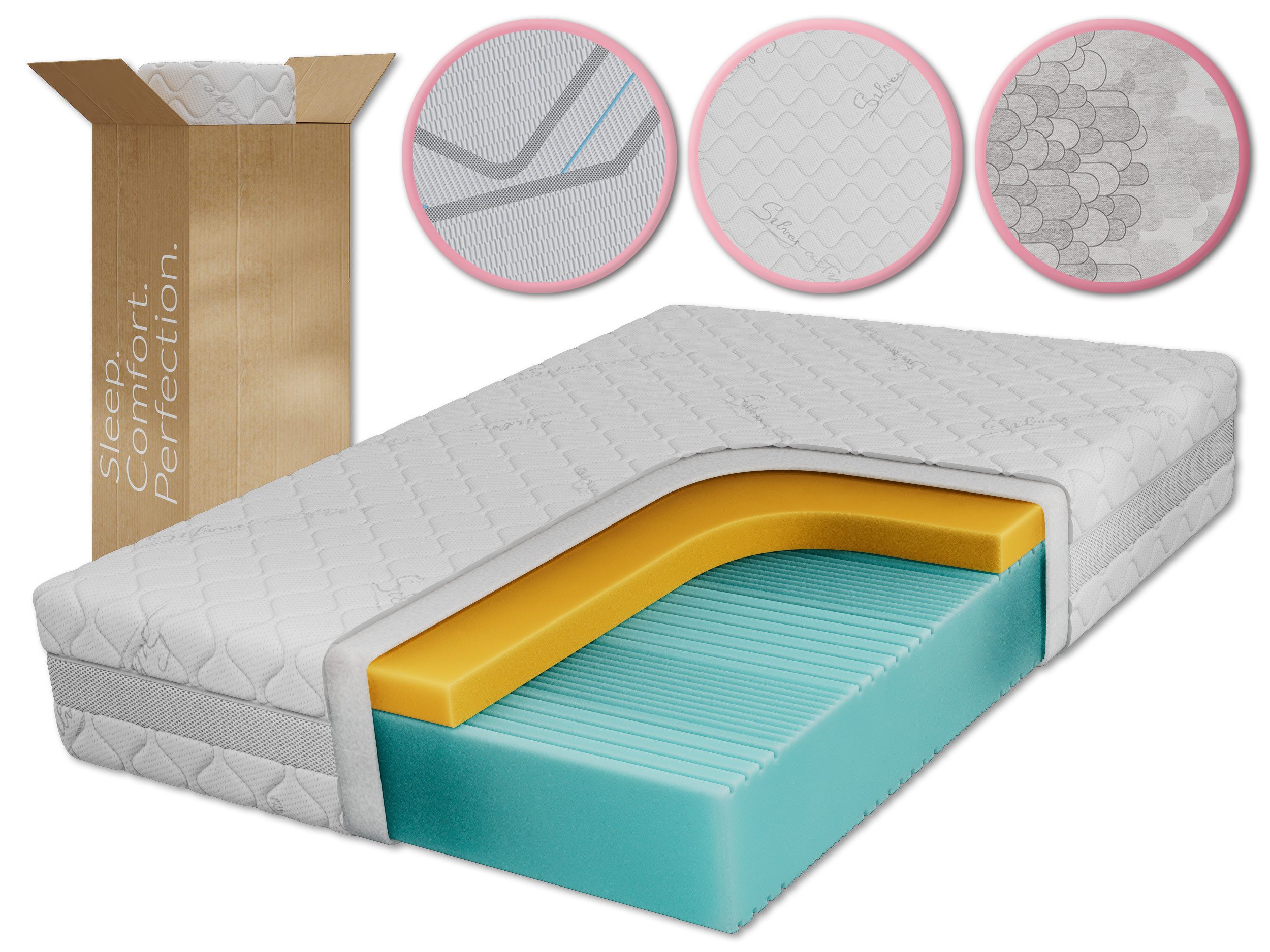 Visco-Matratze ORIO, MKS MÖBEL, 23 cm hoch, (Matratze, punktelastisch, 7-Zonen, Visco- und HR-Schaum, ohne Federkern, H2), Schaummatratze H2 – ergonomisch, hygienisch, für Allergiker