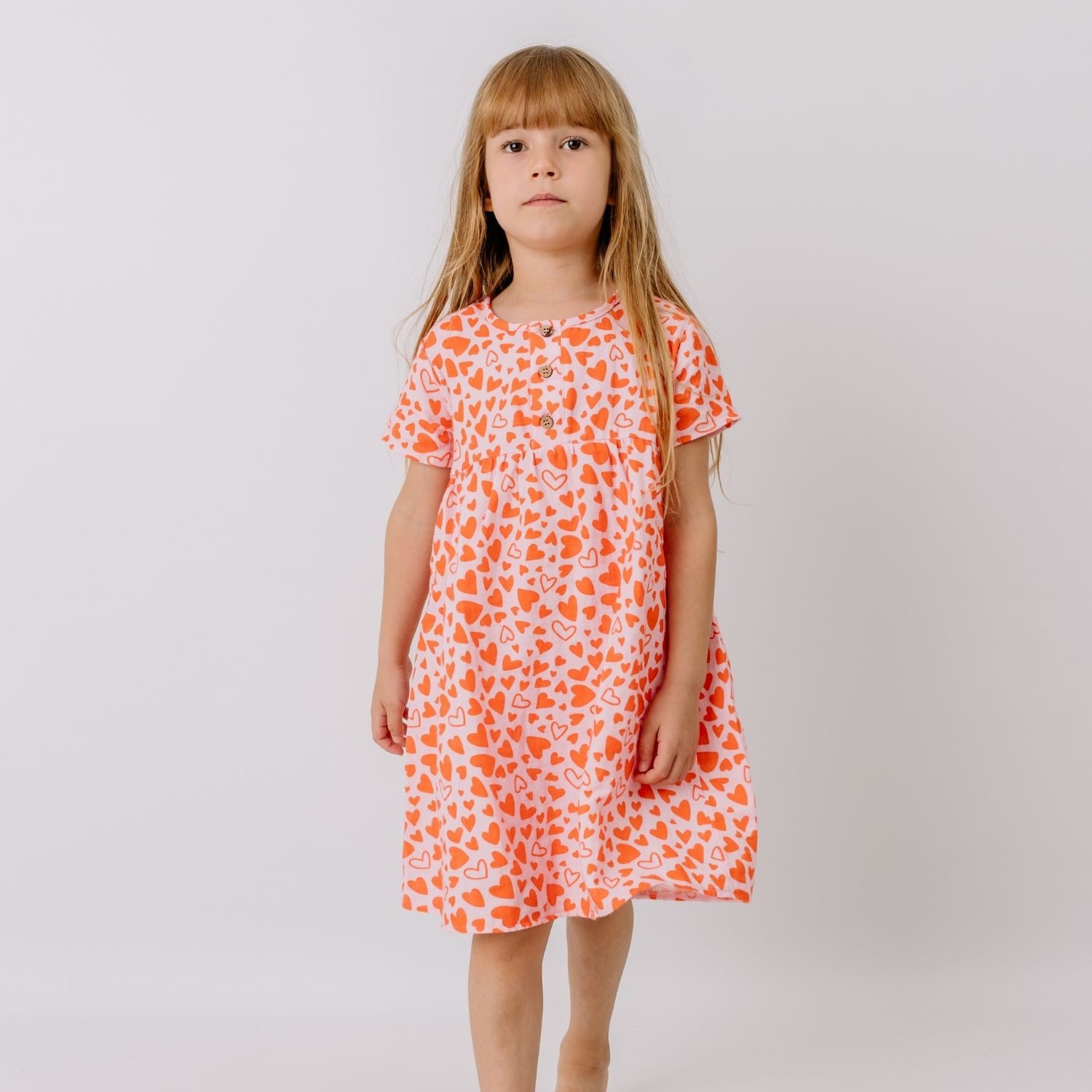 Walkiddy Sommerkleid Walkiddy Herzen Kinder Bio Baumwolle GOTS Rosa - Bio Baumwolle,GOTS, Kinderbekleidung,nachhaltige Klamotten,Shorts