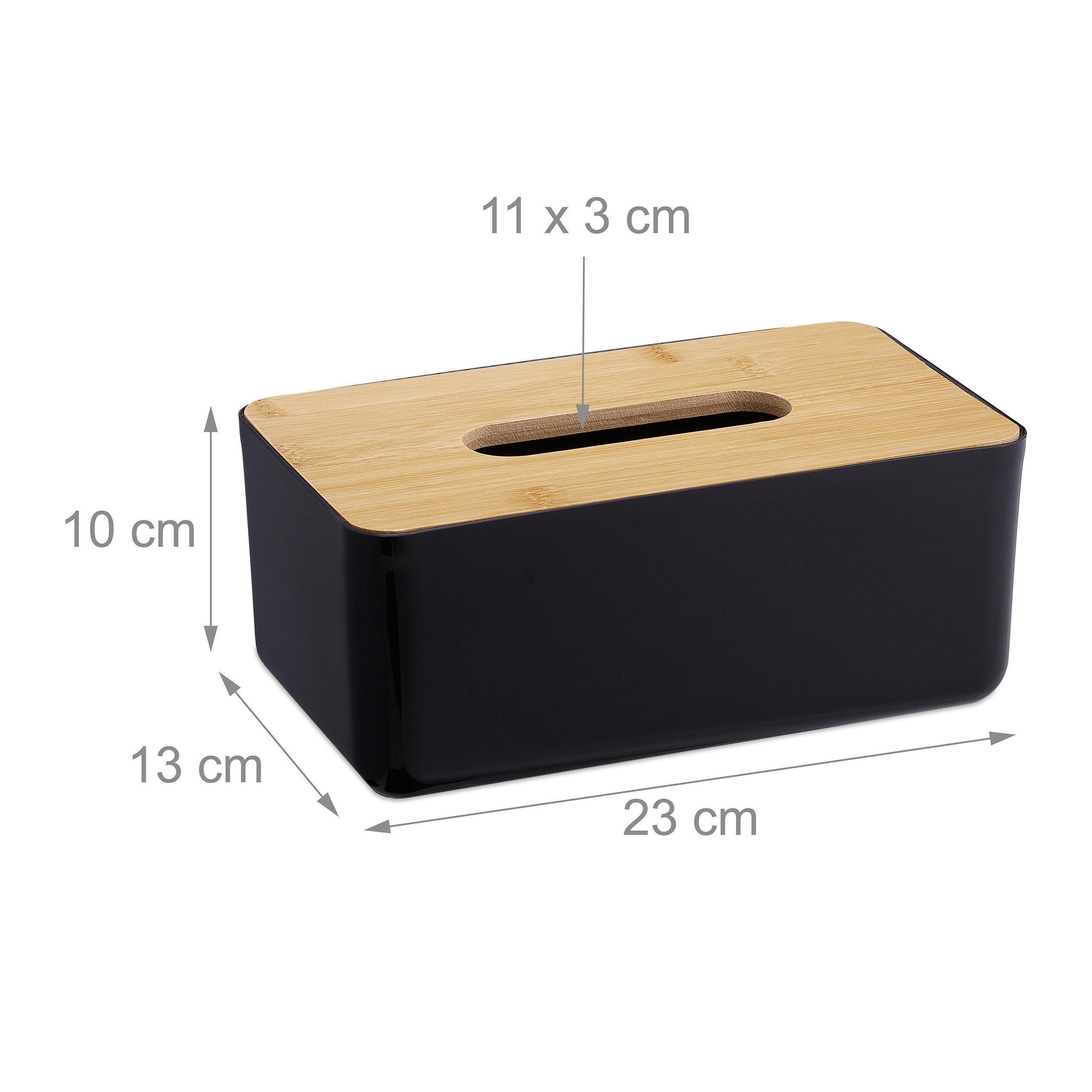 relaxdays Badorganizer Taschentuchbox Bambusdeckel (1 St) – Bild 4 von 5