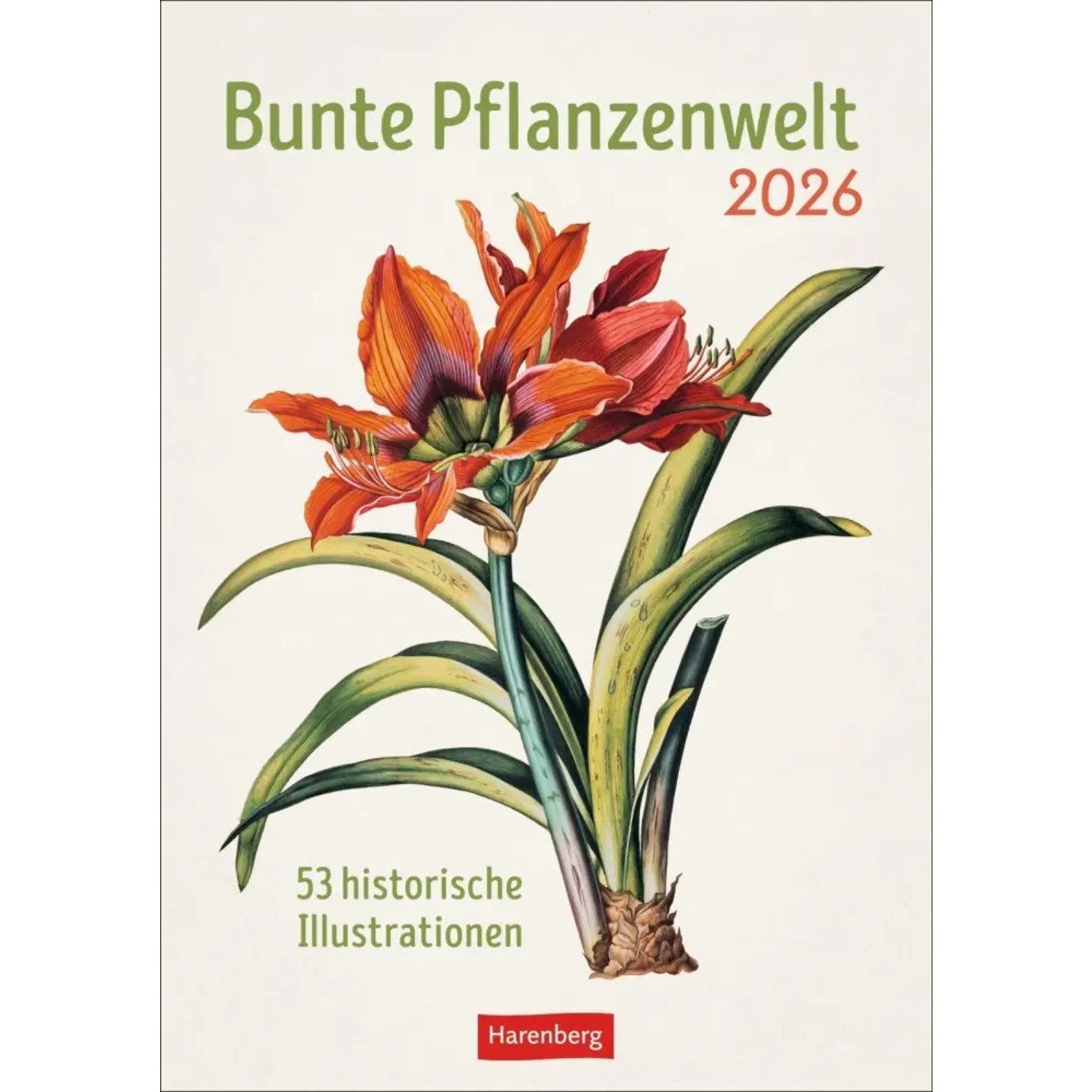 Harenberg Kalender Verlag Wandkalender Bunte Pflanzenwelt Wochenplaner 2026 - 53 historische Illustrationen