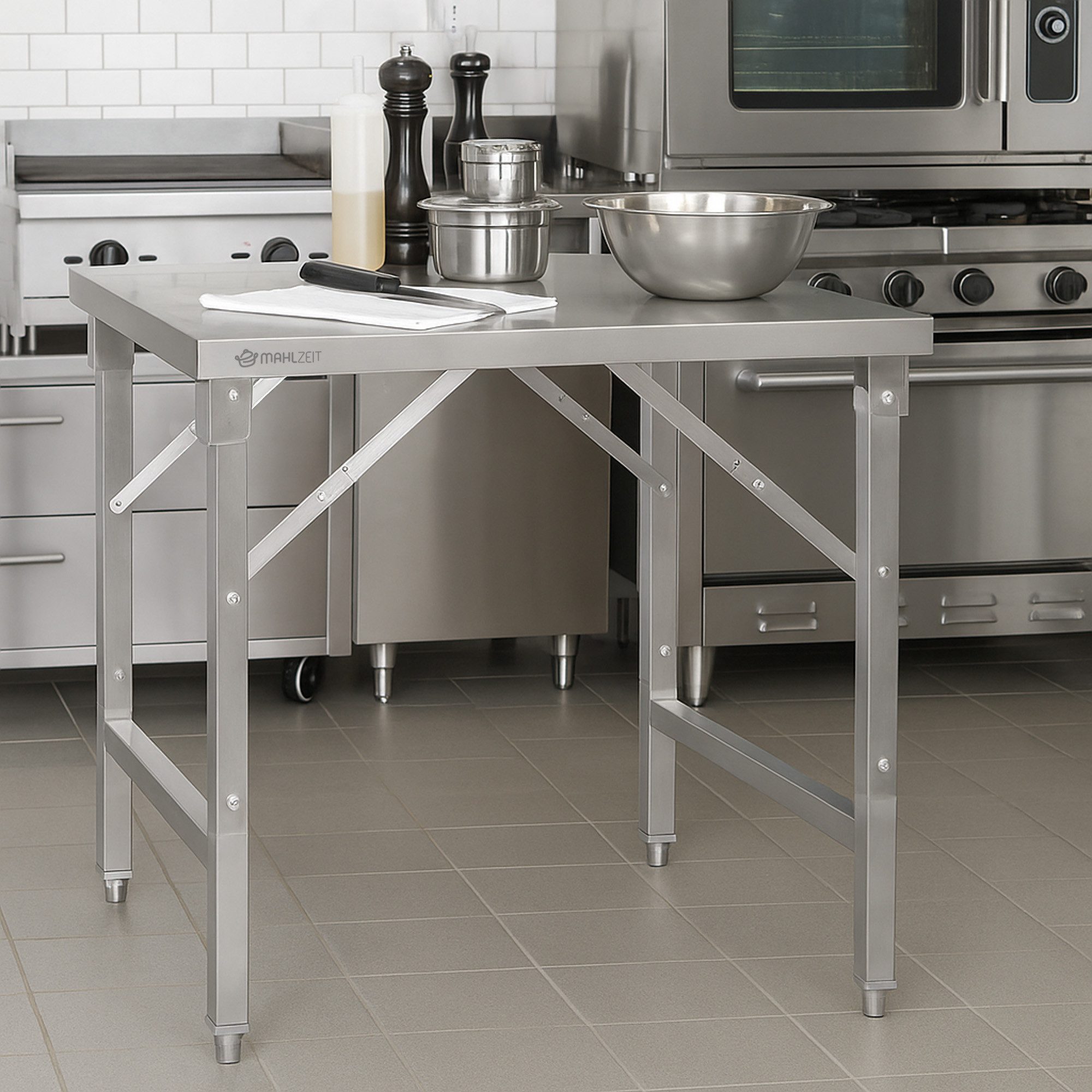 Mahlzeit Küchentisch Edelstahltisch, 80 x 70 günstig online kaufen