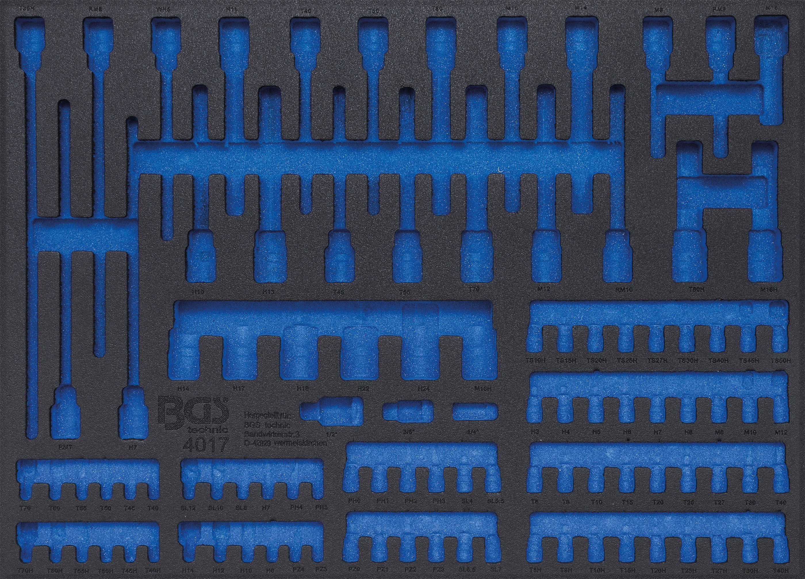 BGS Werkzeugset Werkstattwageneinlage 3/3: Bits und Bit-Einsätze, 104-tlg., fahrbar, 35 l