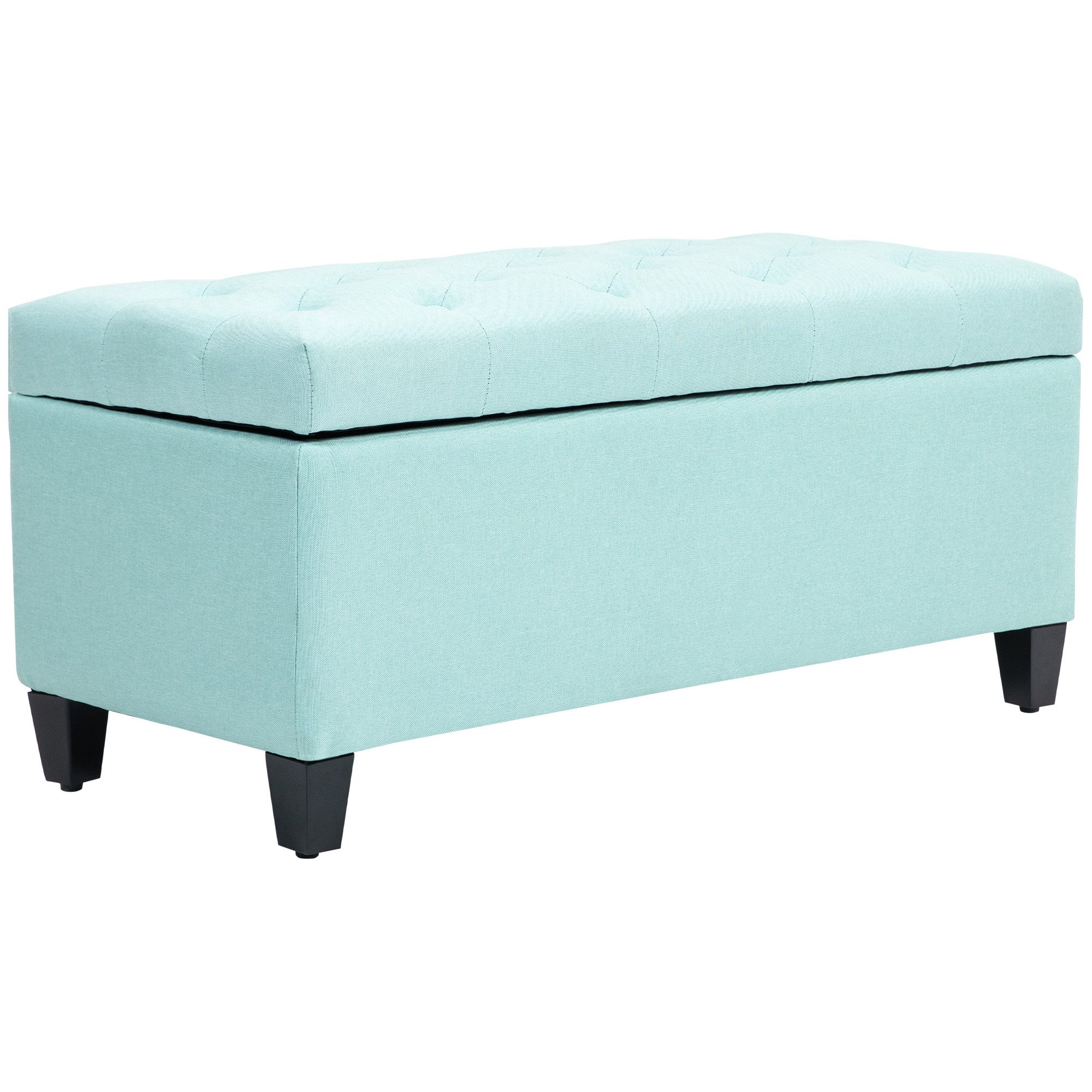 HOMCOM Sitzbank mit Stauraum (Truhenbank, 1-St., Polsterbank), Schlafzimmer, Wohnzimmer, Gummiholz, Grün, 100 x 40 x 44 cm