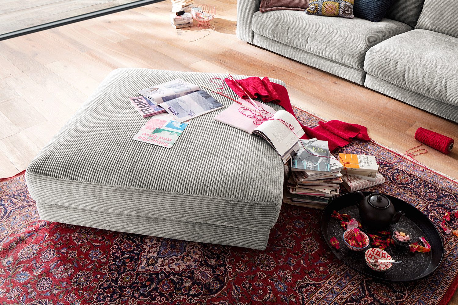 KAWOLA Hocker MADELINE, Big Hocker Polsterhocker günstig online kaufen