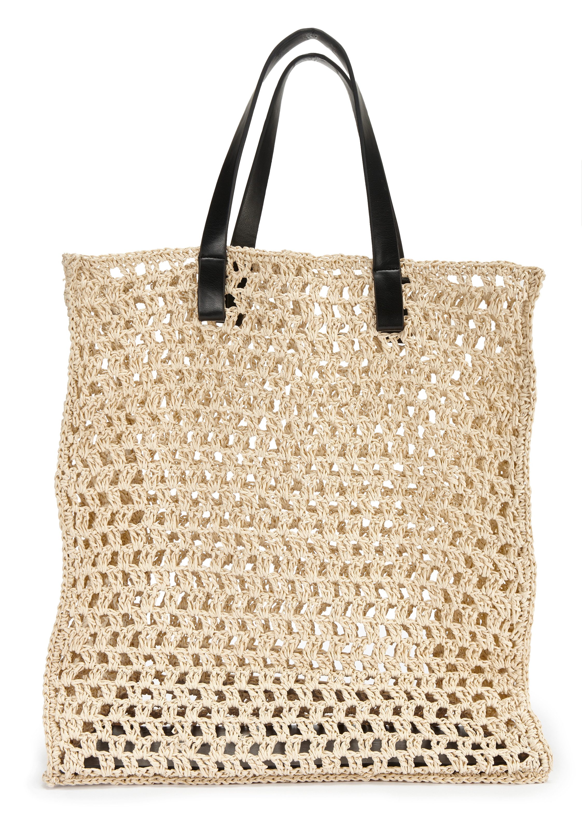 French Connection Shopper Handtasche, Sommertasche, Tragetasche, Henkeltasche, Strandtasche, NEU sommerliche Schultertasche in modischer Bast-Optik