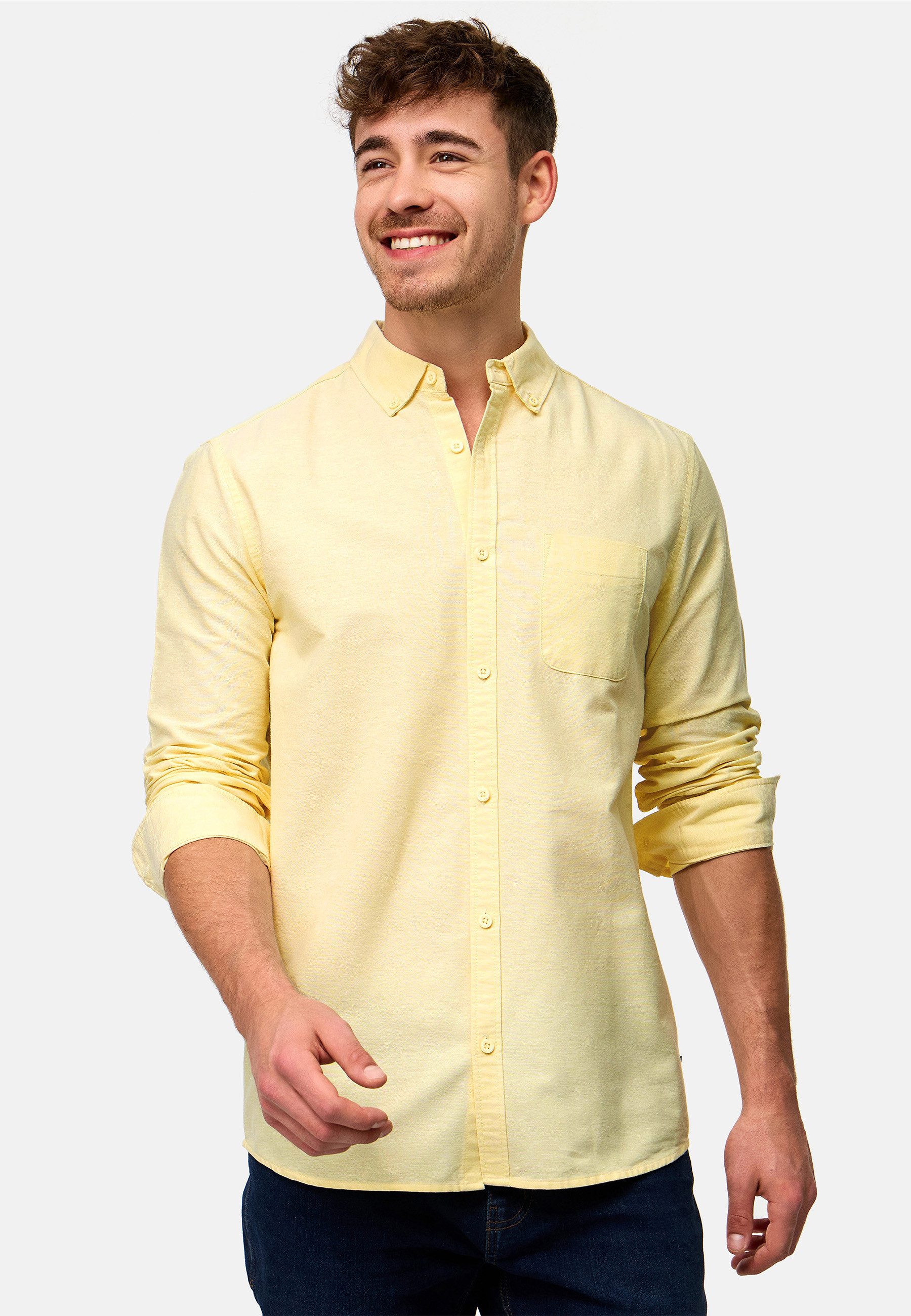 Indicode Langarmhemd Herren Kepner Herrenhemd Langarm mit Button-Down-Kragen und Brusttasche