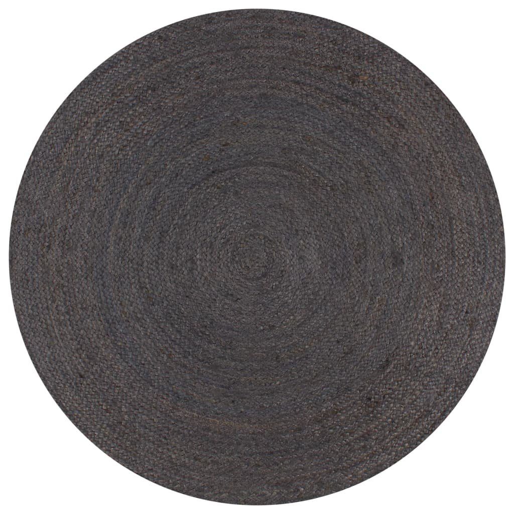 Teppich Teppich Handgefertigt Jute Rund 120 cm Dunkelgrau, vidaXL, Runde