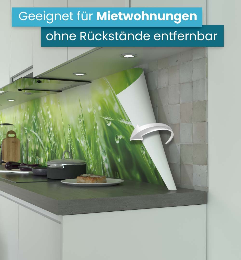 MyMaxxi Küchenrückwand Küchenrückwand selbstklebend Wiese Spritzschutz Folie, (Klebefolie Küchenrückwand aufgerollt B 60 cm x H 60 cm), Green B 60 cm x H 60 cm