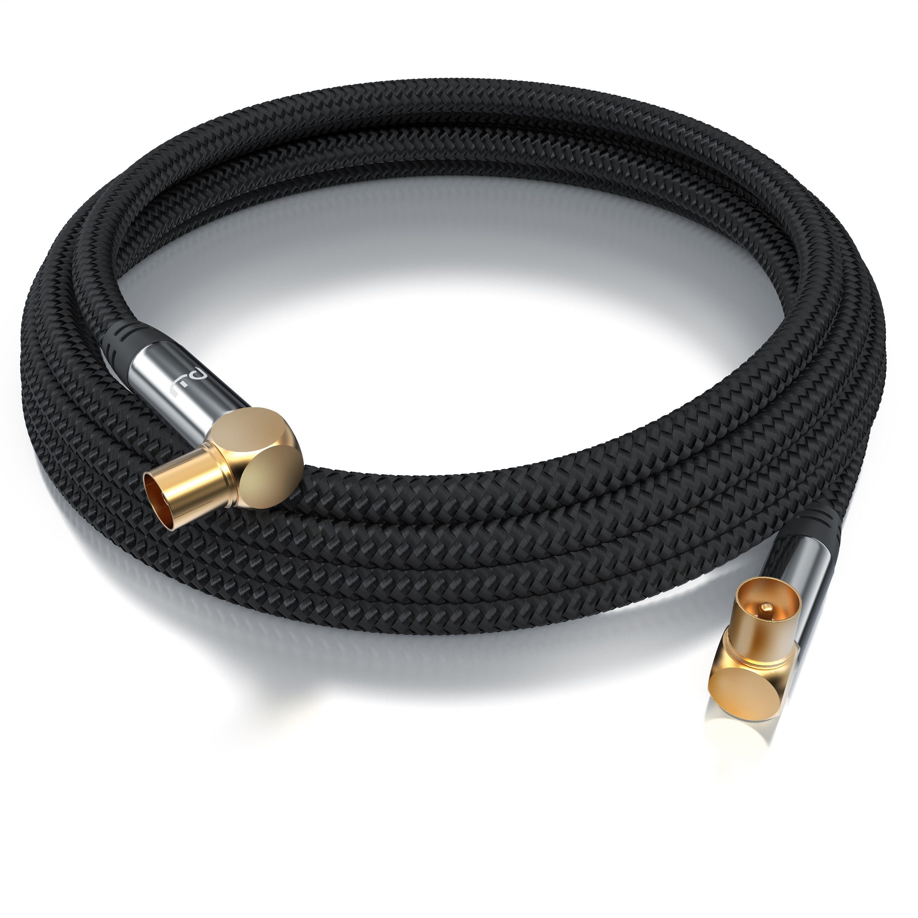 Primewire HDTV Antennenkabel gewinkelt, 2-fach Schirmung, 75 Ohm / 135 dB - 10m TV-Kabel, Koax, RF Buchse, IEC Stecker (1000 cm), Koaxialkabel, vergoldete Steck – Bild 2 von 5