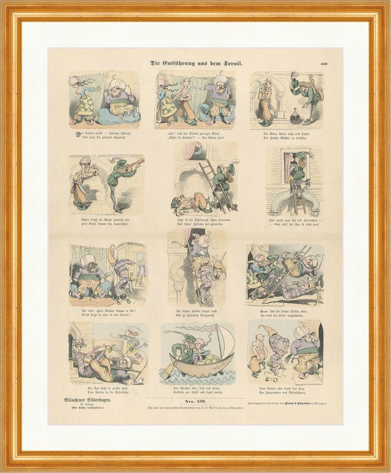 Kunstdruck Die Entführung aus dem Serail Wilhelm Busch Münchener Bilderbogen 439