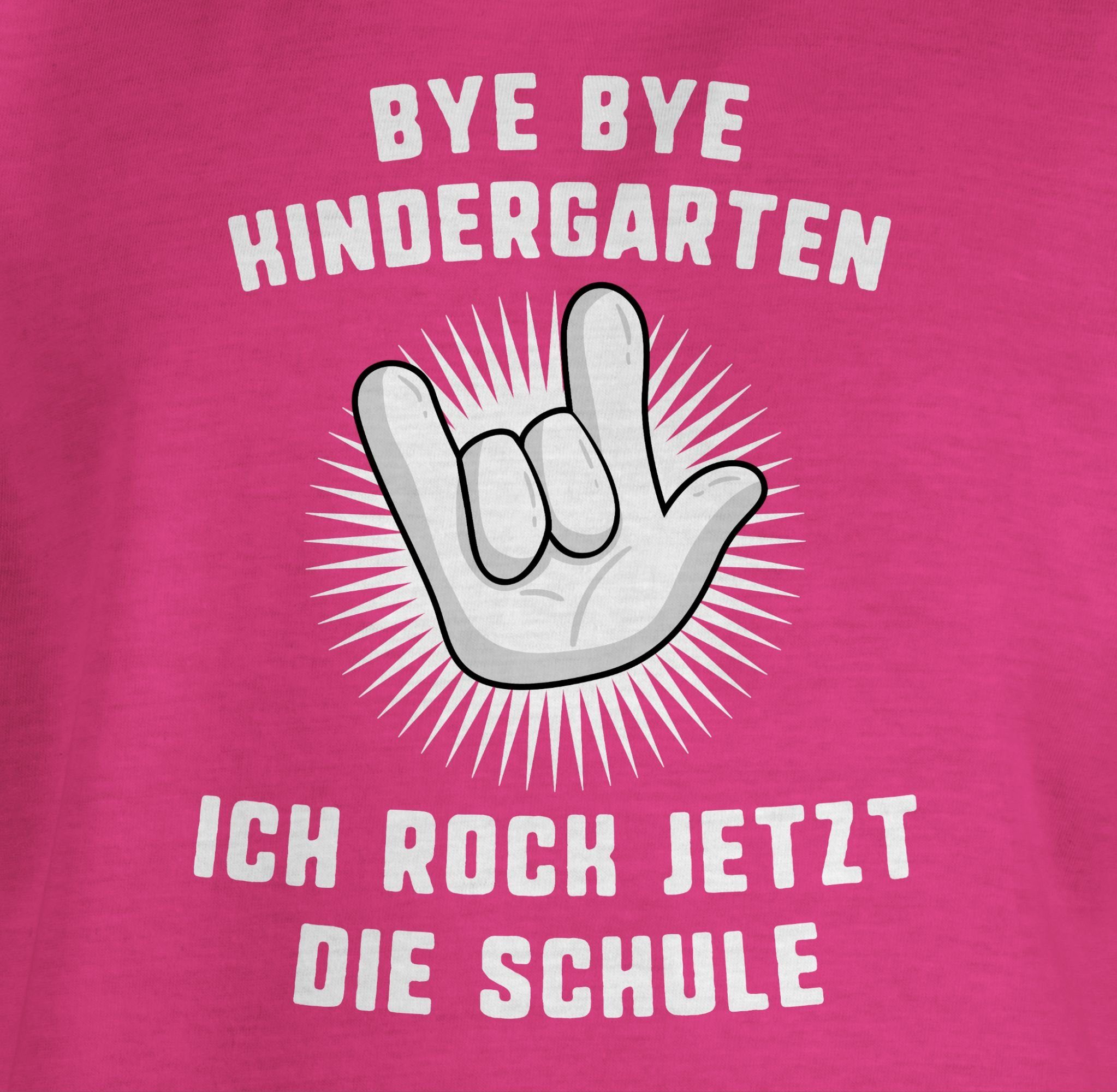 Hand Fuchsia Mädchen Ich 1 Kindergarten Bye Bye die Einschulung jetzt Shirtracer Schule rock T-Shirt