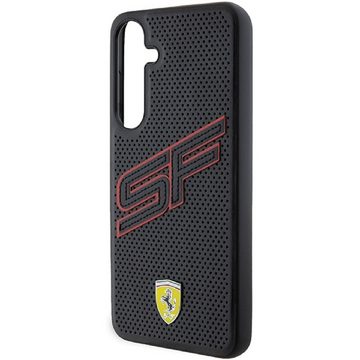 Ferrari Handyhülle Case Galaxy S24 Plus Logo Metall gelocht schwarz rot gelb 6,7 Zoll, Kantenschutz