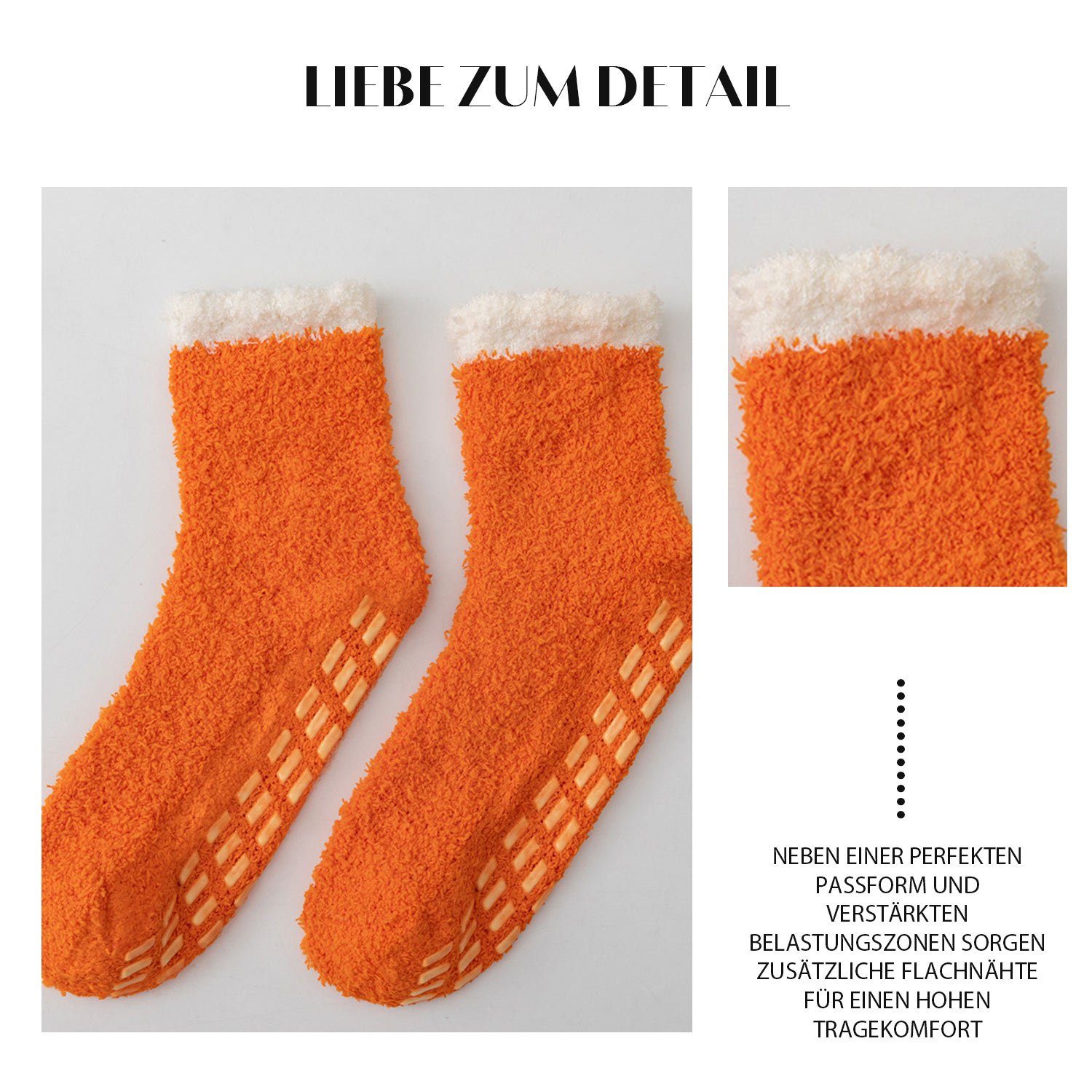 Paare Winter und MAGICSHE Rutschfeste Socken Fleece weiche Langsocken flauschige 2 warme Socken weiß für